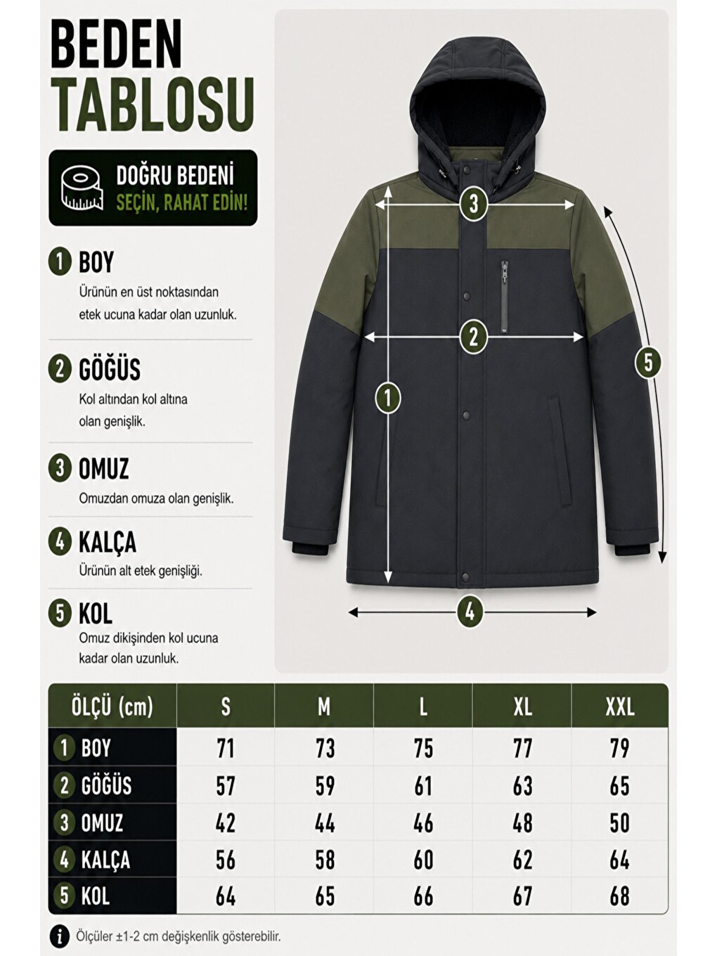 Haki Parçalı Outdoor Softshell Kışlık Mont Pldp 3038_50513-7