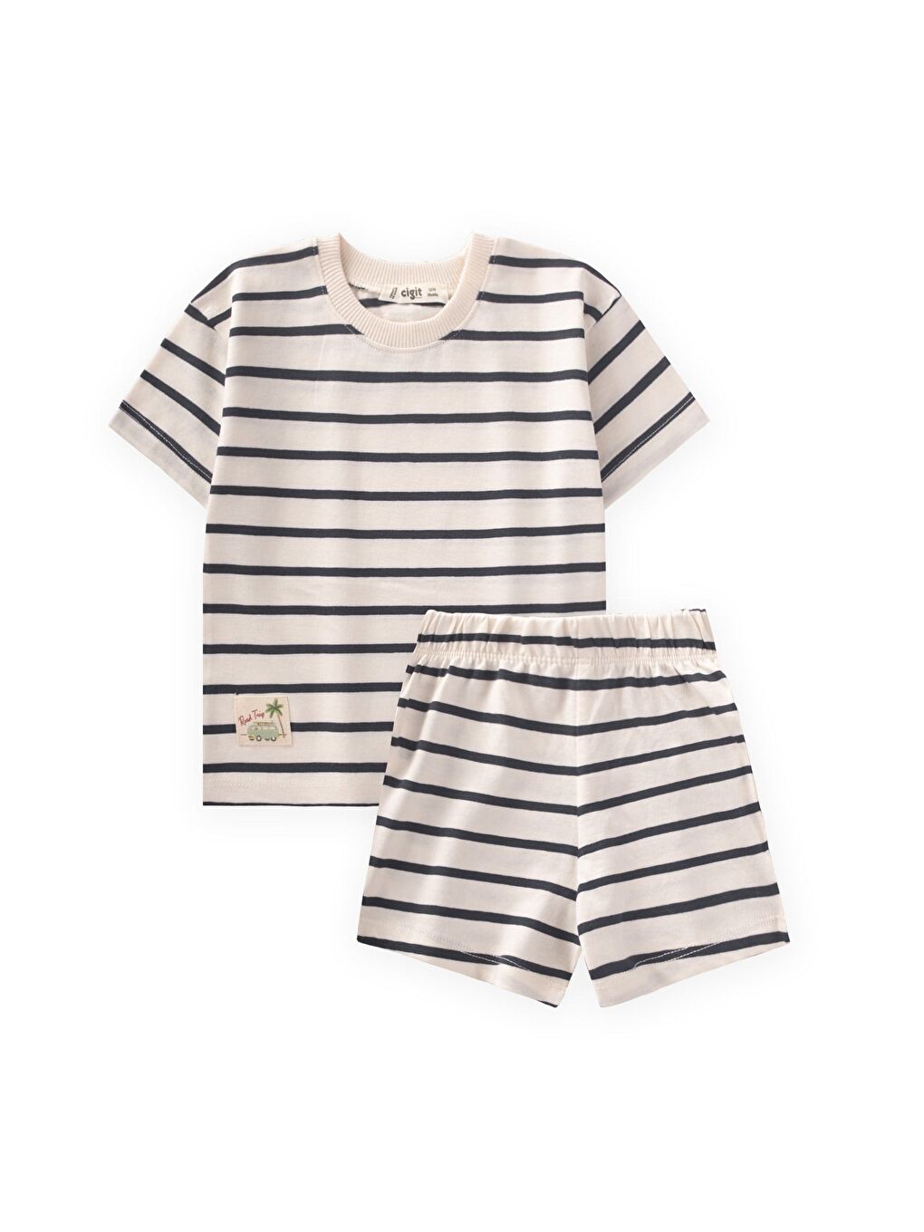 Çizgili Şortlu Takım 1-7 Yaş Siyah