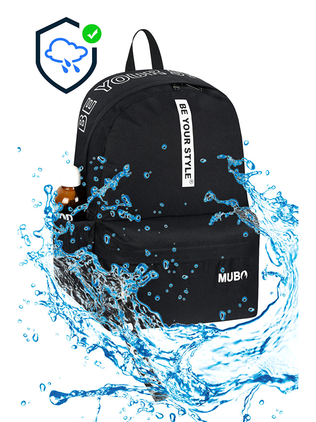 Unisex Siyah Beyaz Geniş Hacimli Günlük ve Okul Kullanımına Uygun Sırt Çantası-1