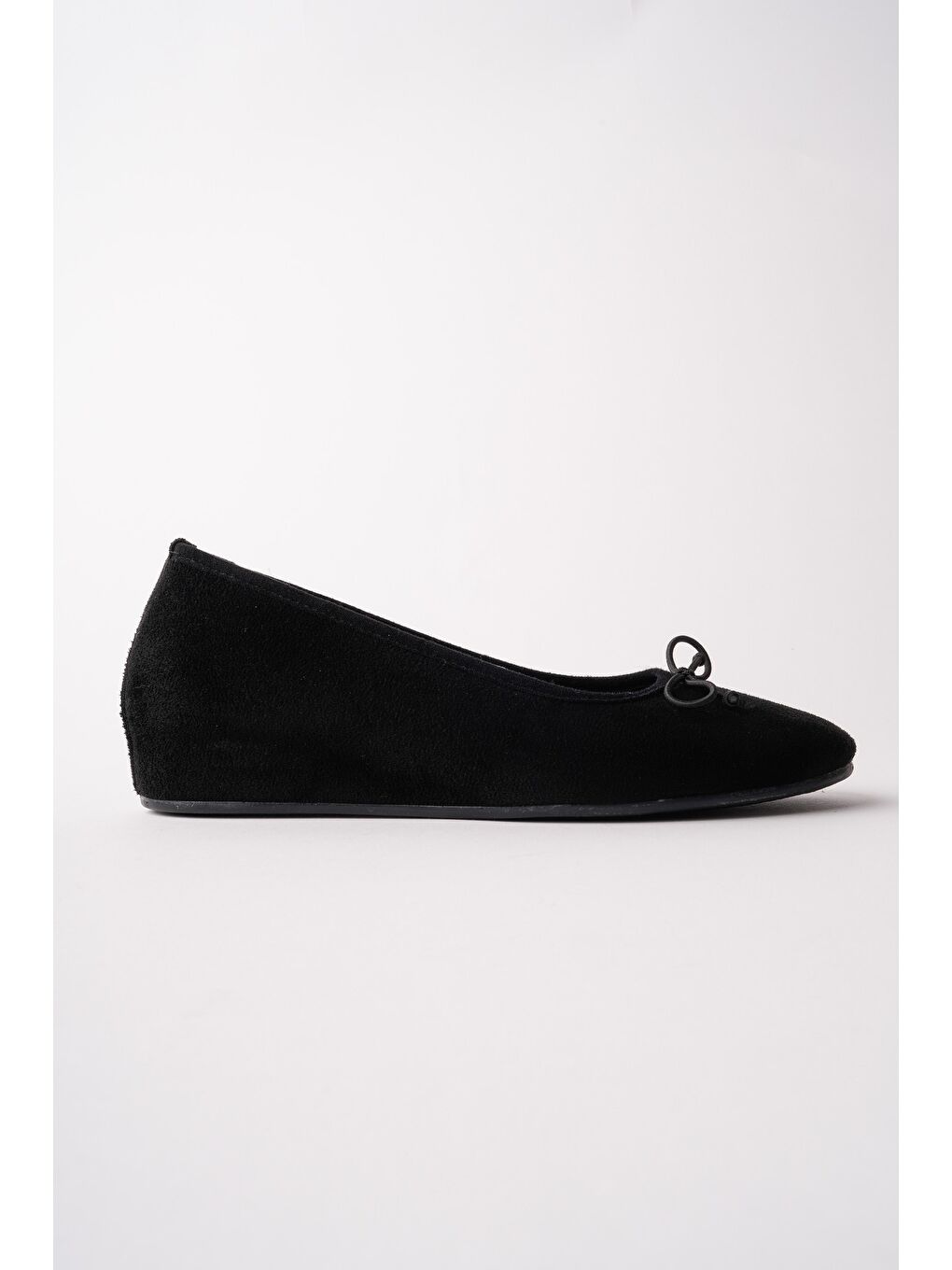 Siyah HİDDEN Gizli Topuklu Fiyonk Detaylı Deri Kadın Babet-1