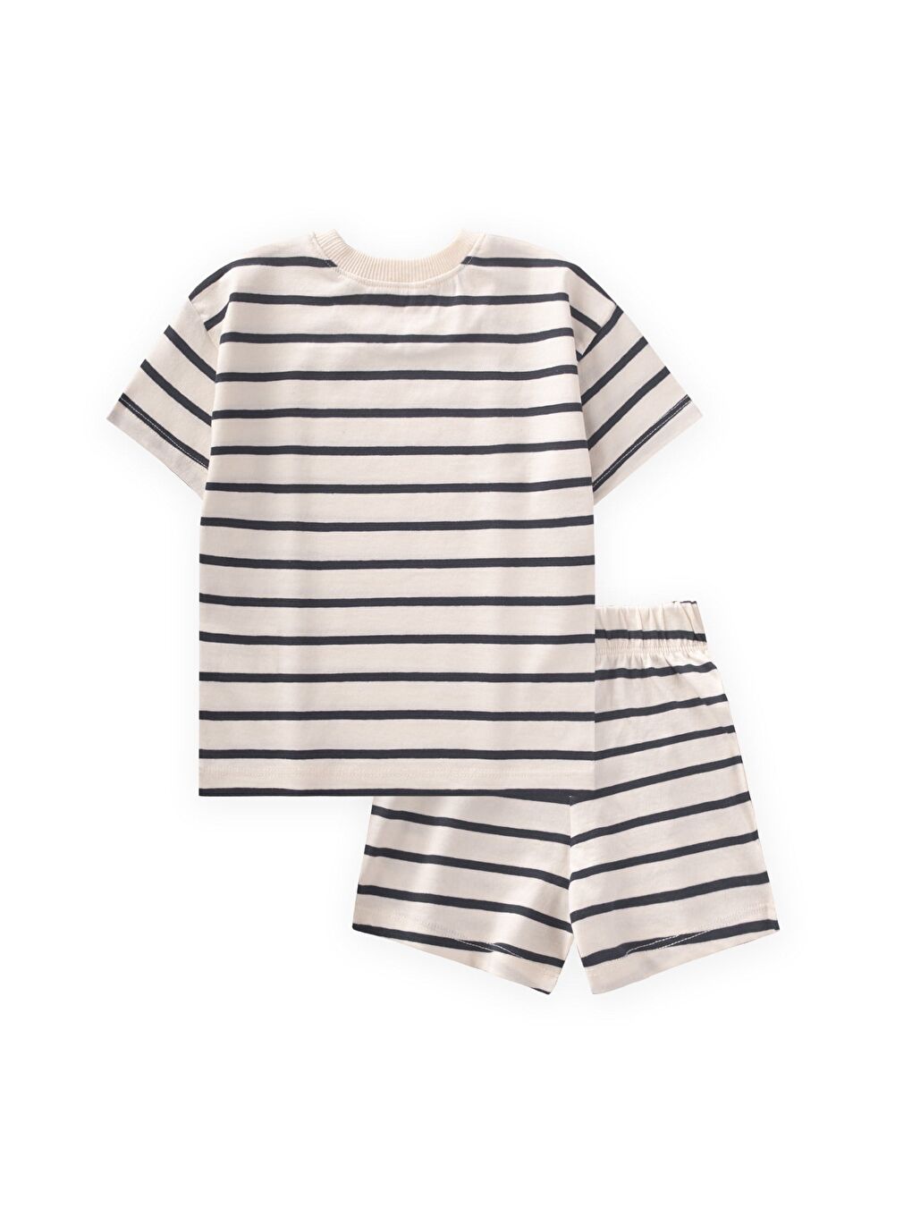 Çizgili Şortlu Takım 1-7 Yaş Siyah-1