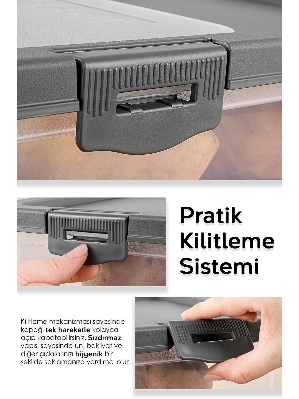 3 Adet Patates Soğan Kutusu Kayar Kapaklı Sebzelik Patates Soğanlık Saklama Kabı Gri 10 Lt-3