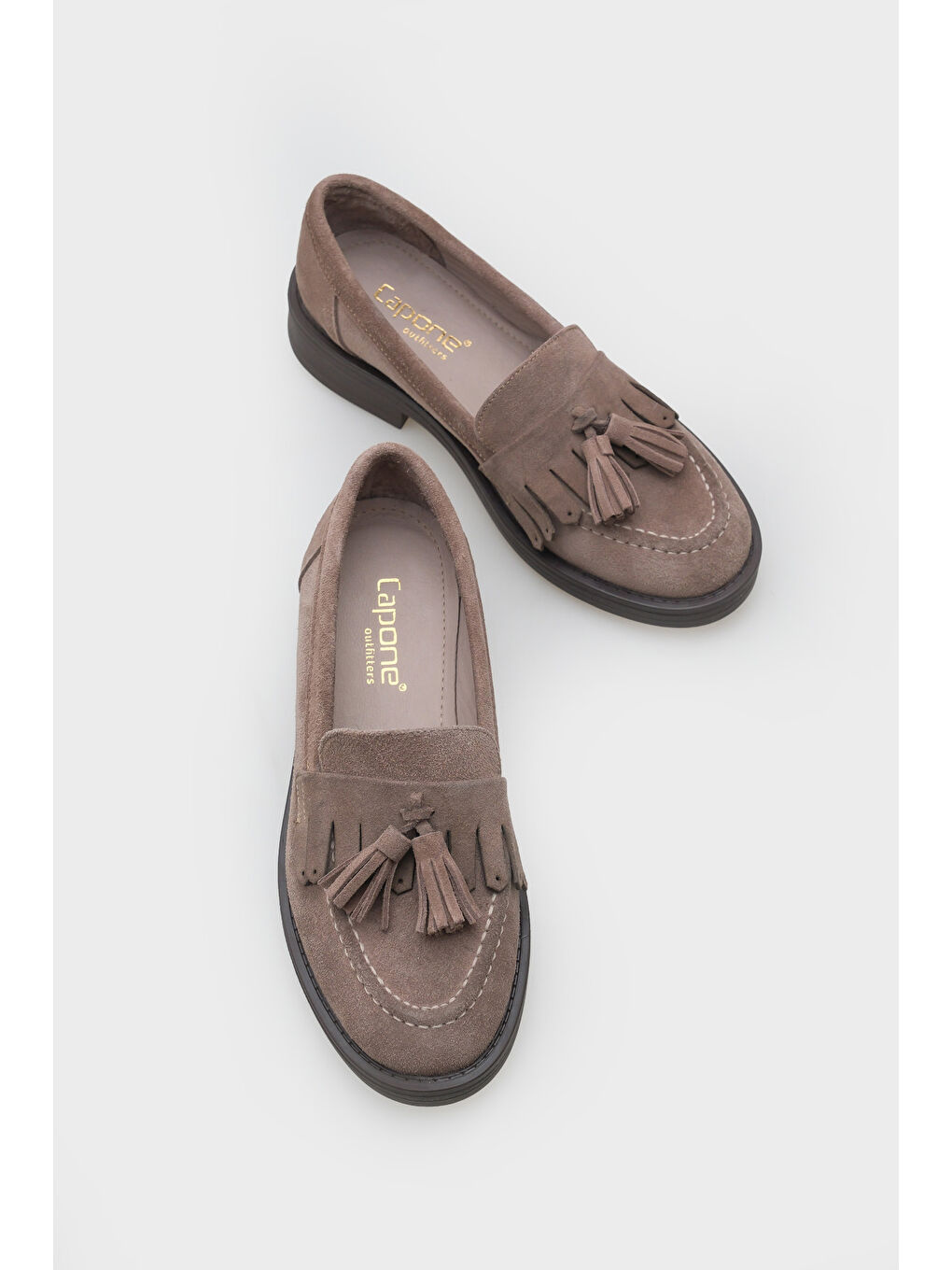 Bej Tish Kadın Hakiki Süet Deri Loafer-5