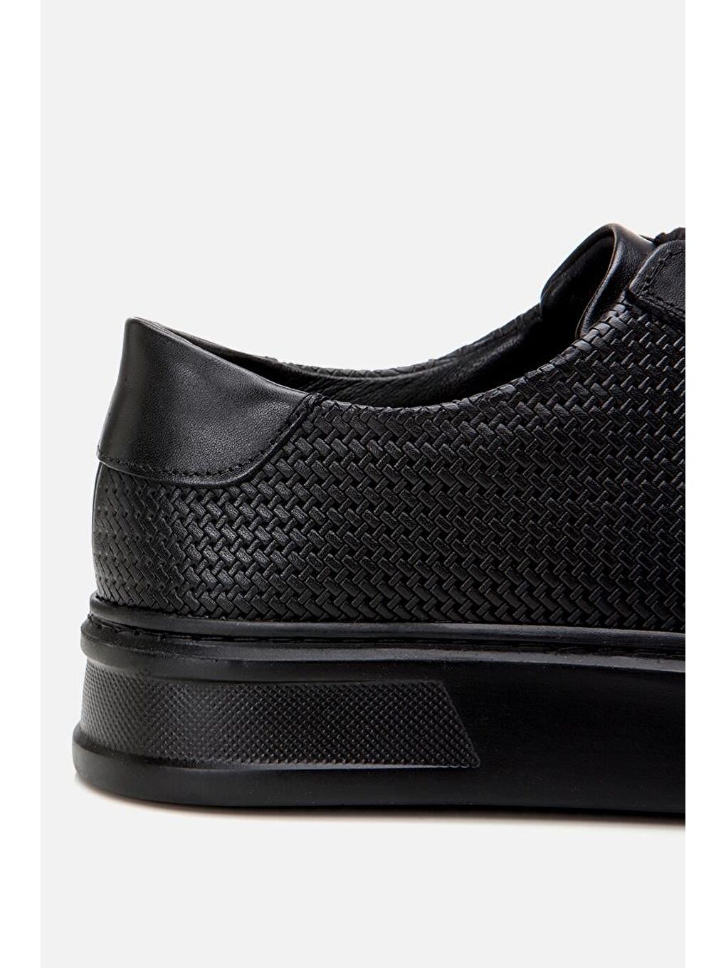 Erkek Deri Siyah Hafif Tabanlı Spor Ayakkabı-4