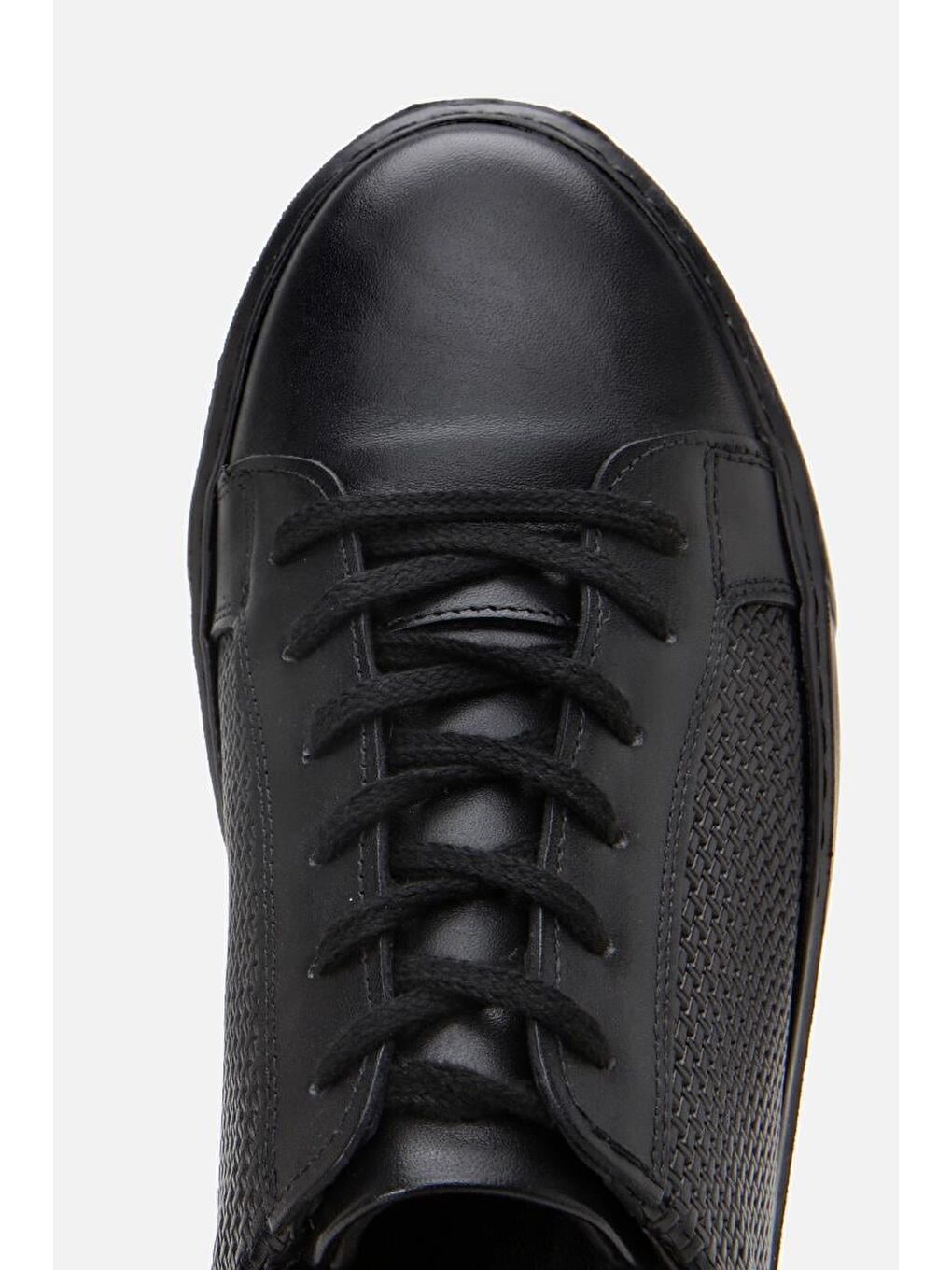 Erkek Deri Siyah Hafif Tabanlı Spor Ayakkabı-6