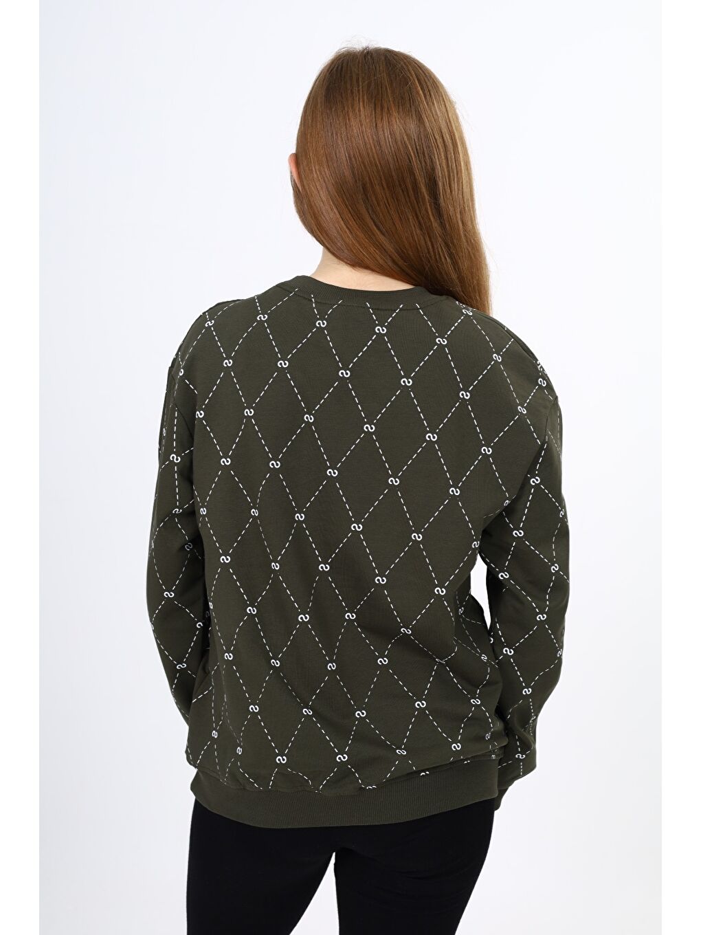 Haki Kız Çocuk Baskılı Sweatshirt-3