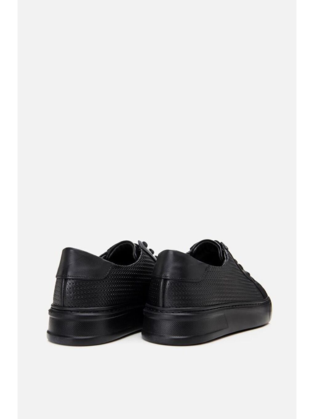 Erkek Deri Siyah Hafif Tabanlı Spor Ayakkabı-7