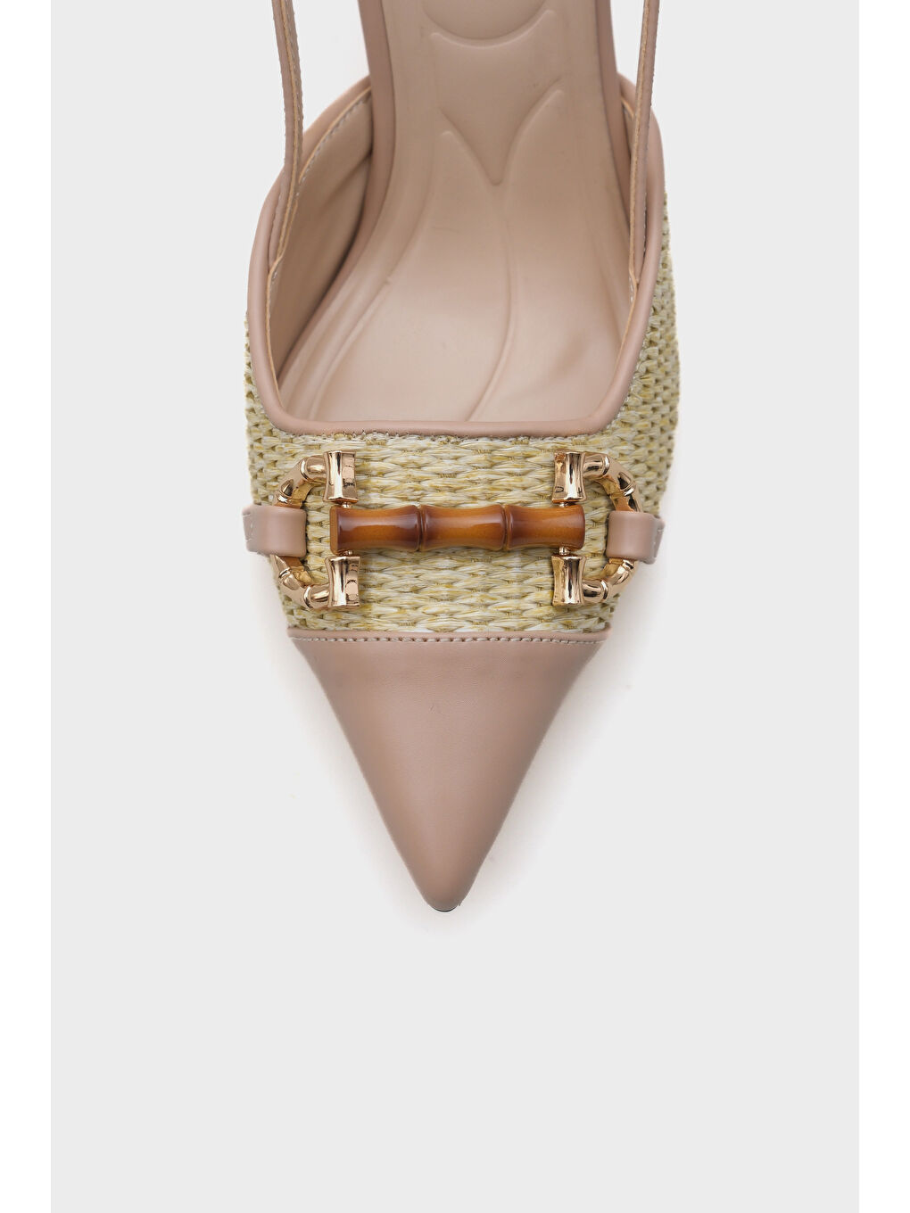 Bej Hetty Tahta Tokalı Hasır Stiletto-2