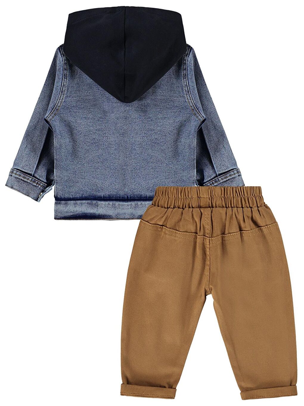 Jean Kapüşonlu Ceketli 3'lü 6-18 Ay Takım - Lacivert 6-9 Ay-2