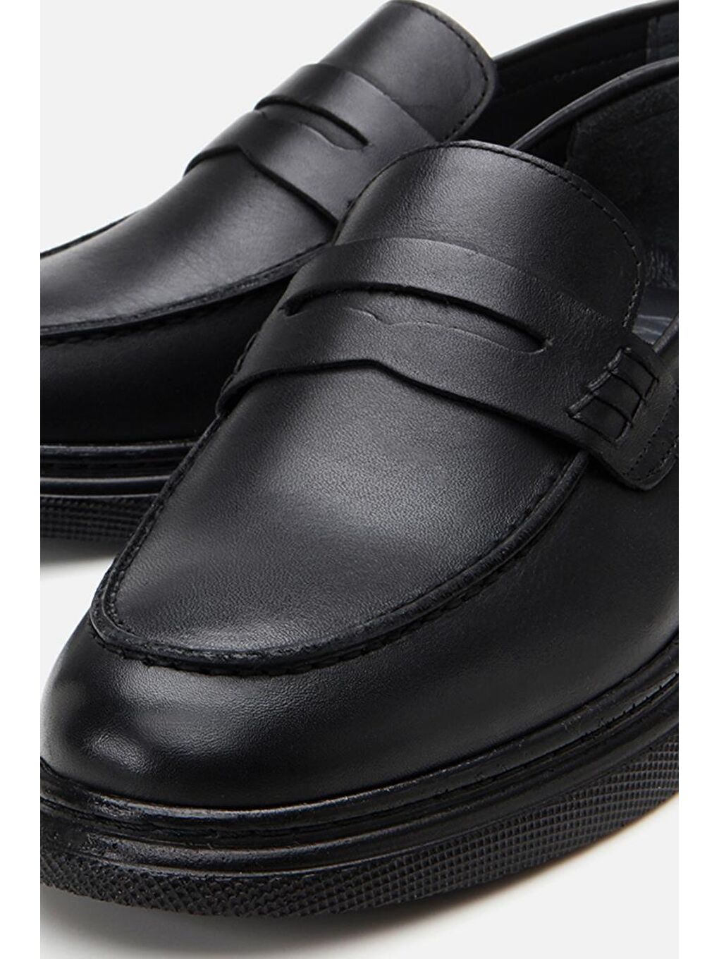 Erkek Deri Siyah Hafif Tabanlı Klasik Loafer-4