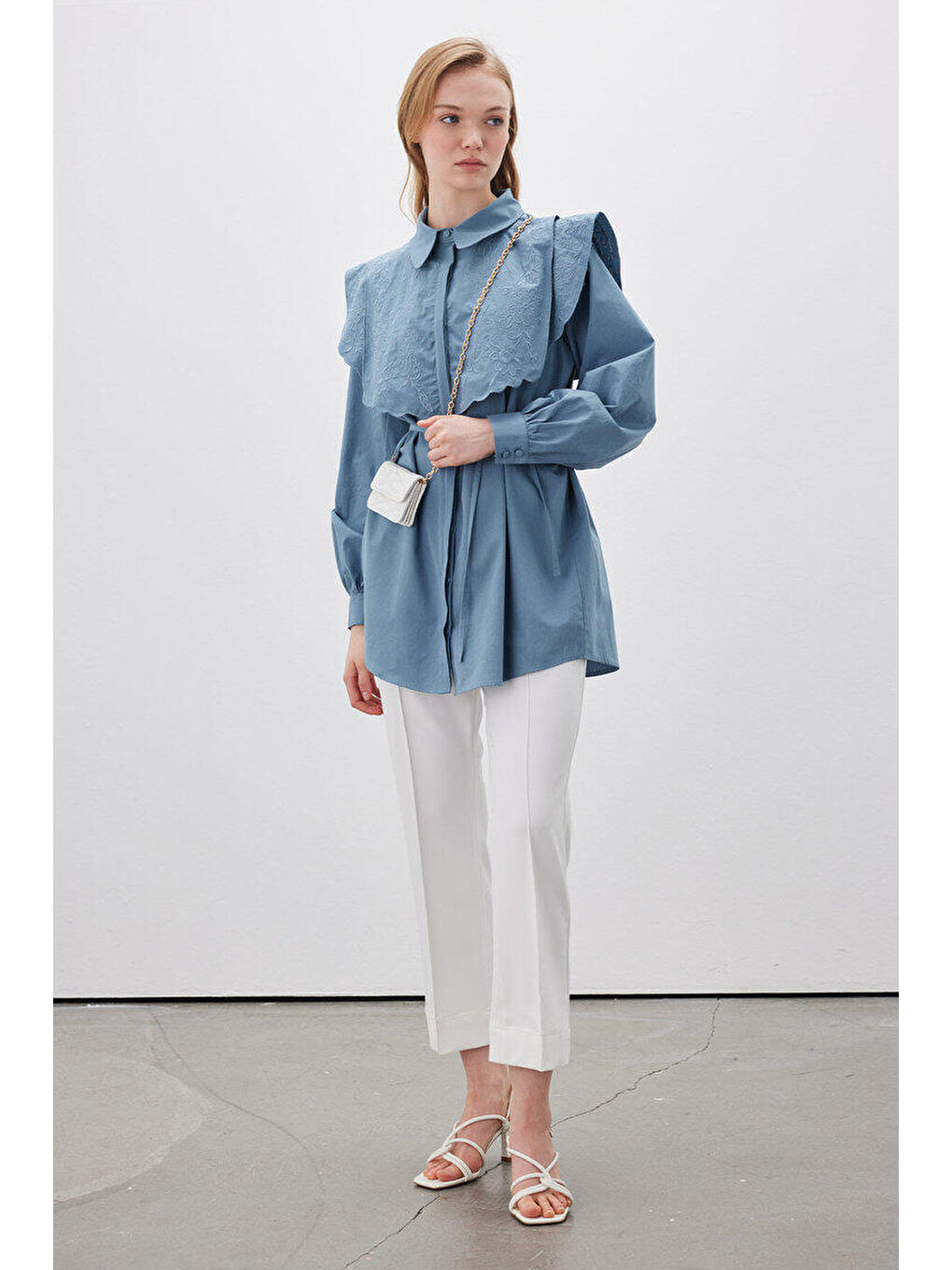 Beyaz DÜZ KESİM KUMAŞ PANTOLON OFF WHITE