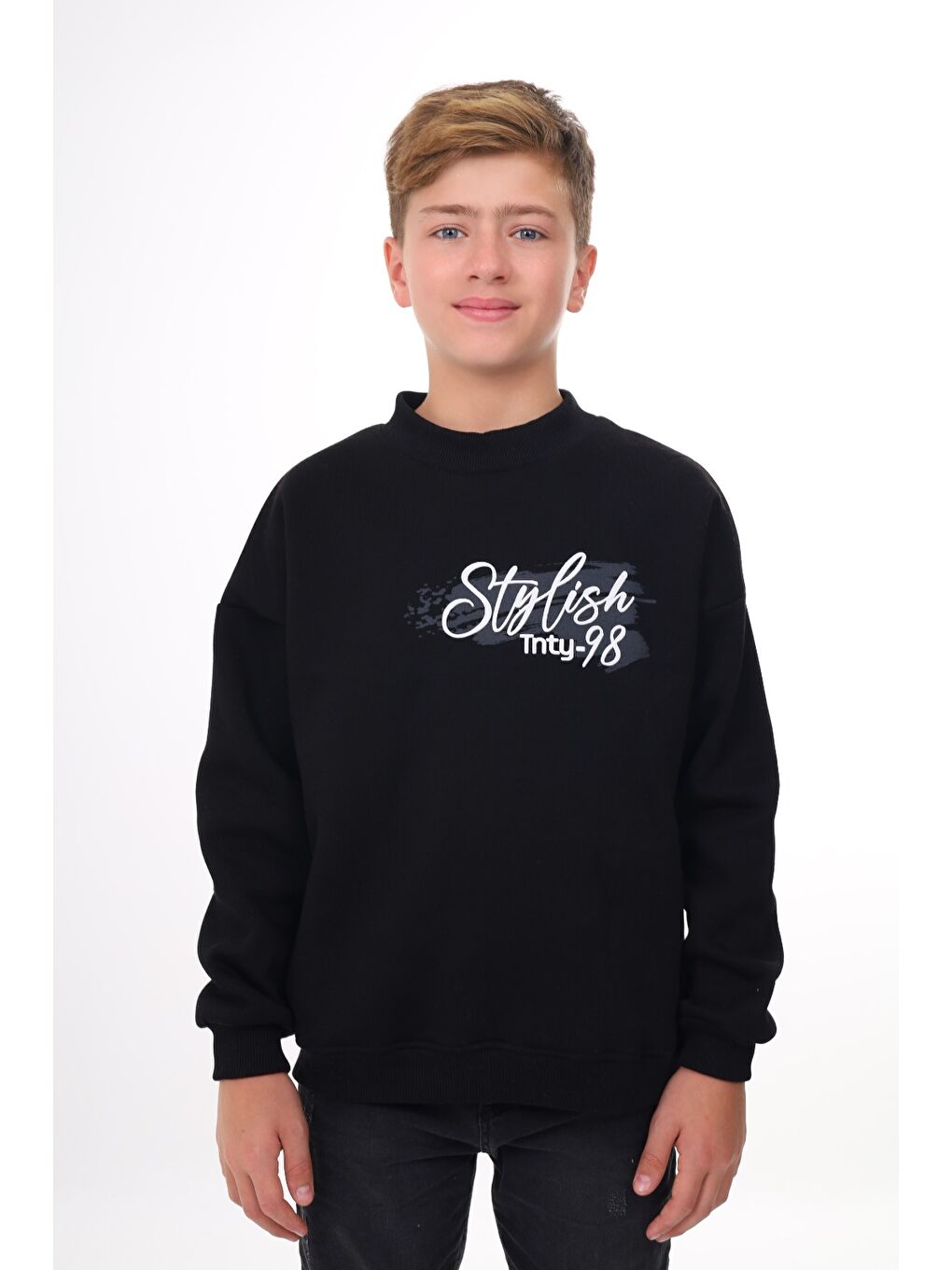 Siyah Erkek Çocuk Baskılı Sweatshirt