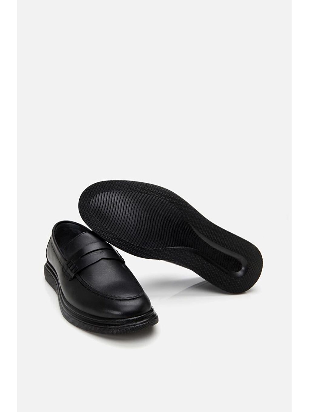 Erkek Deri Siyah Hafif Tabanlı Klasik Loafer-6