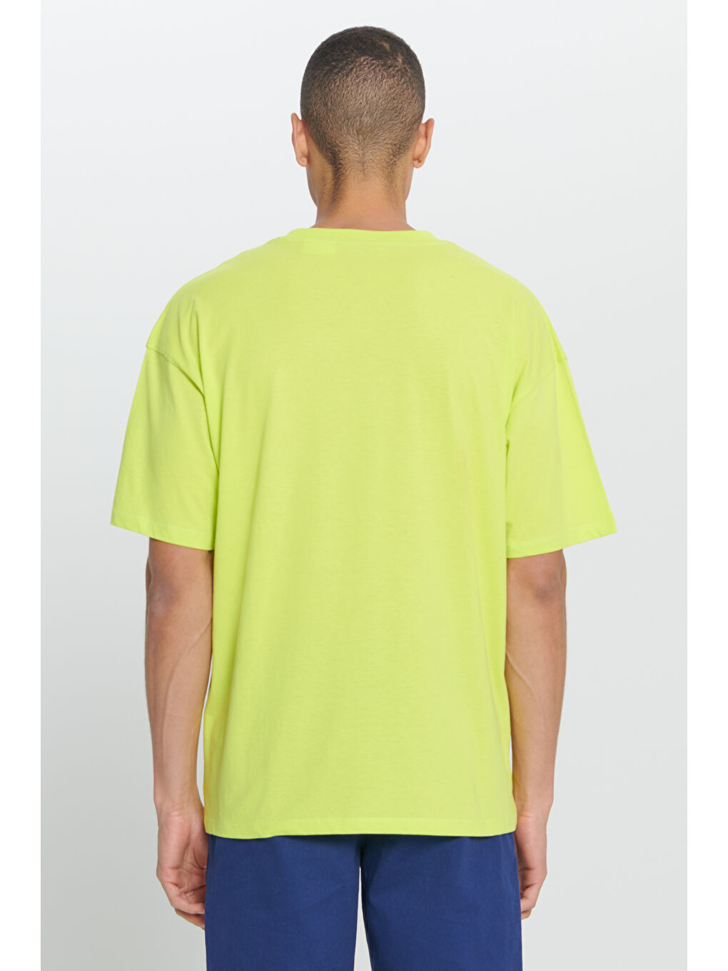 Erkek Sarı Real Madrid Lisanslı Oversize Fit Bol Kesim %100 Pamuk Bisiklet Yaka Tişört-4