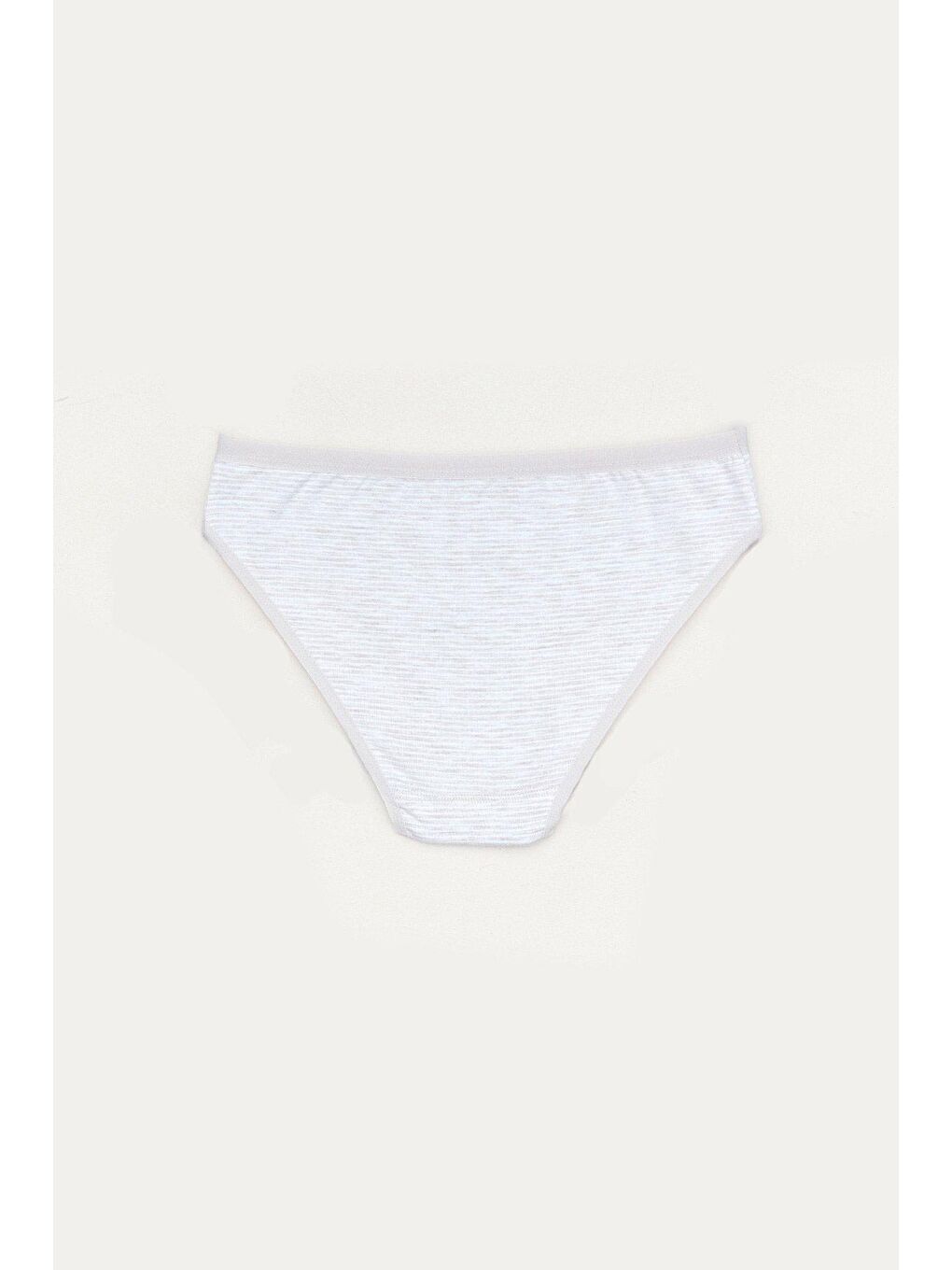 Bej Çizgili  Yüksek Bel Külot-1