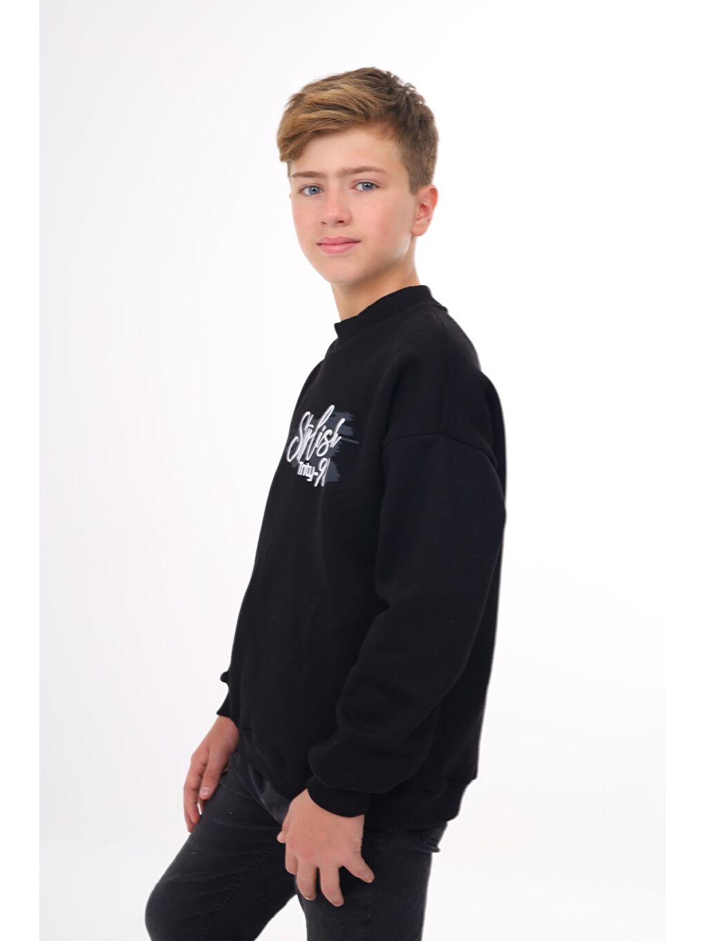 Siyah Erkek Çocuk Baskılı Sweatshirt-2