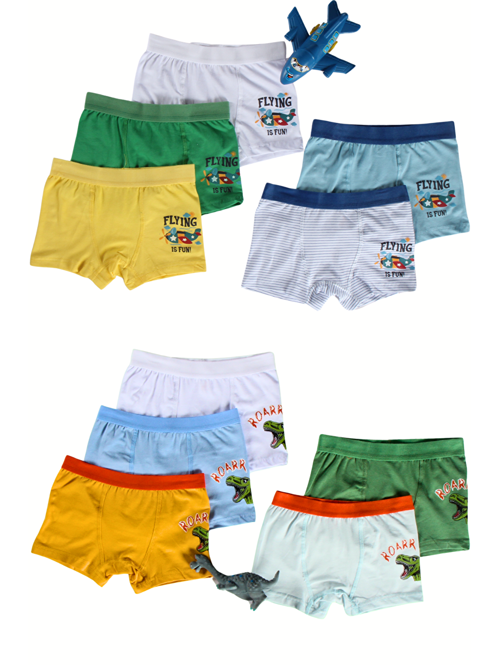 Harika KIDS Beyaz Erkek Çocuk Pamuklu Baskılı Desenli 10 lu Paket Boxer