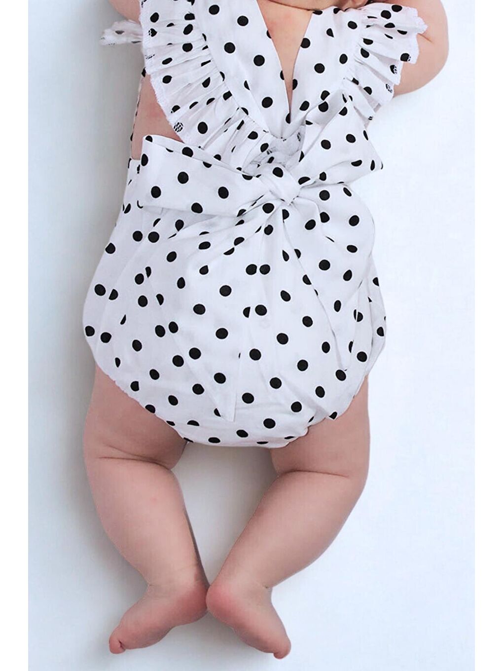 Siyah Kız Bebek Bliss Pamuklu Puantiyeli Salopet Bandana Takım-3