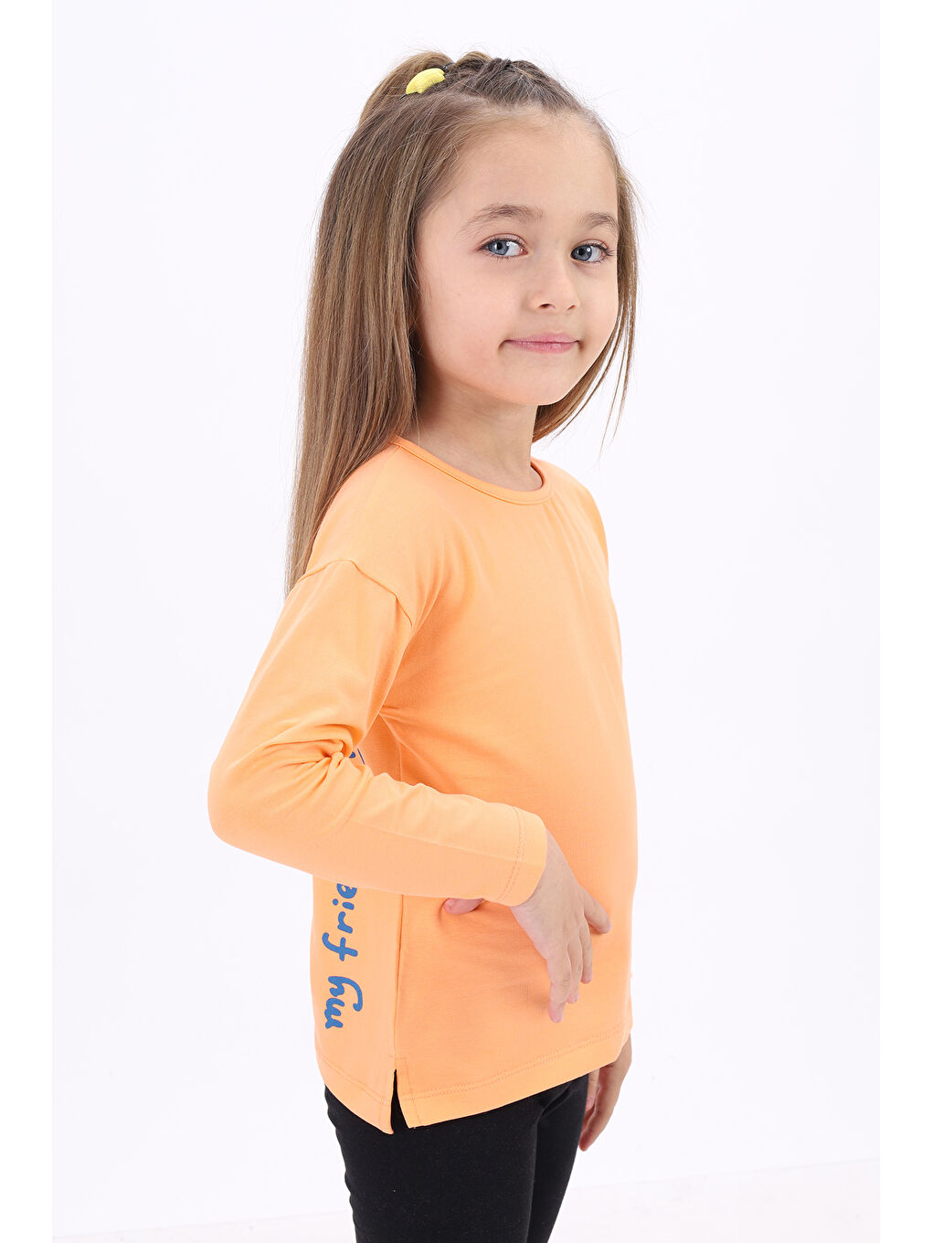 Turuncu Kız Çocuk Baskılı Tişört-2