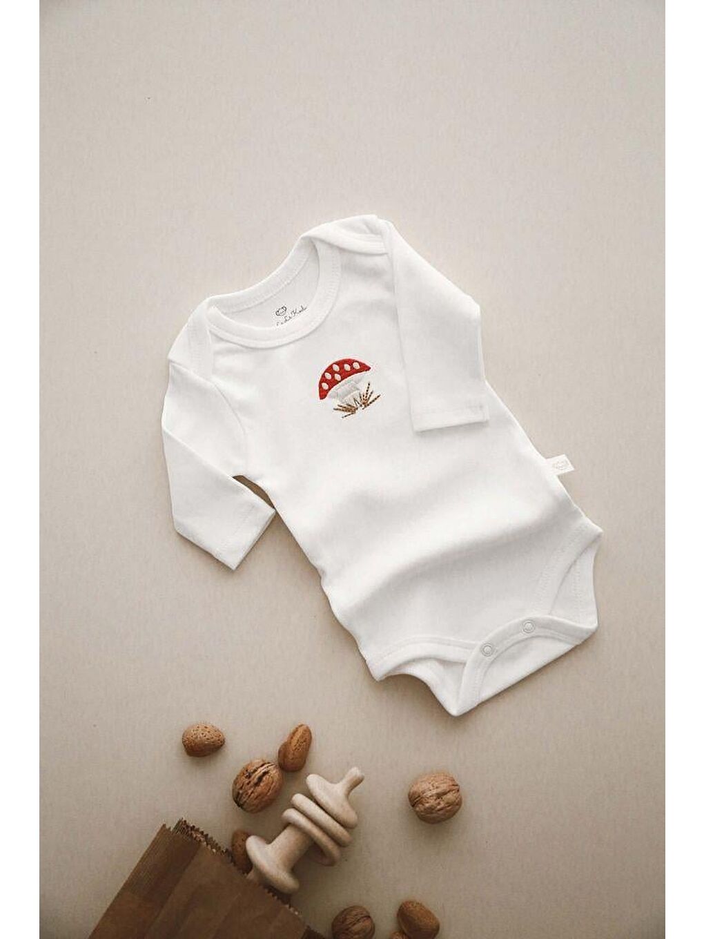 Beyaz 3Lü Nakışlı Çıt Çıtlı Uzun Kollu Body-Zıbın Model 1-7