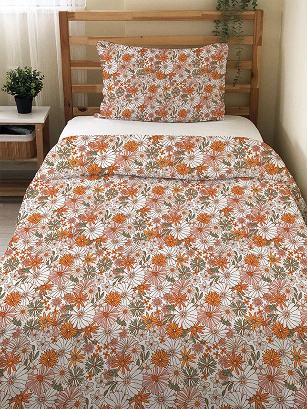 Karışık Bohem çiçek desen tarzı çift taraf baskılı tek kişilik/çocuk nevresim seti  160x220 cm