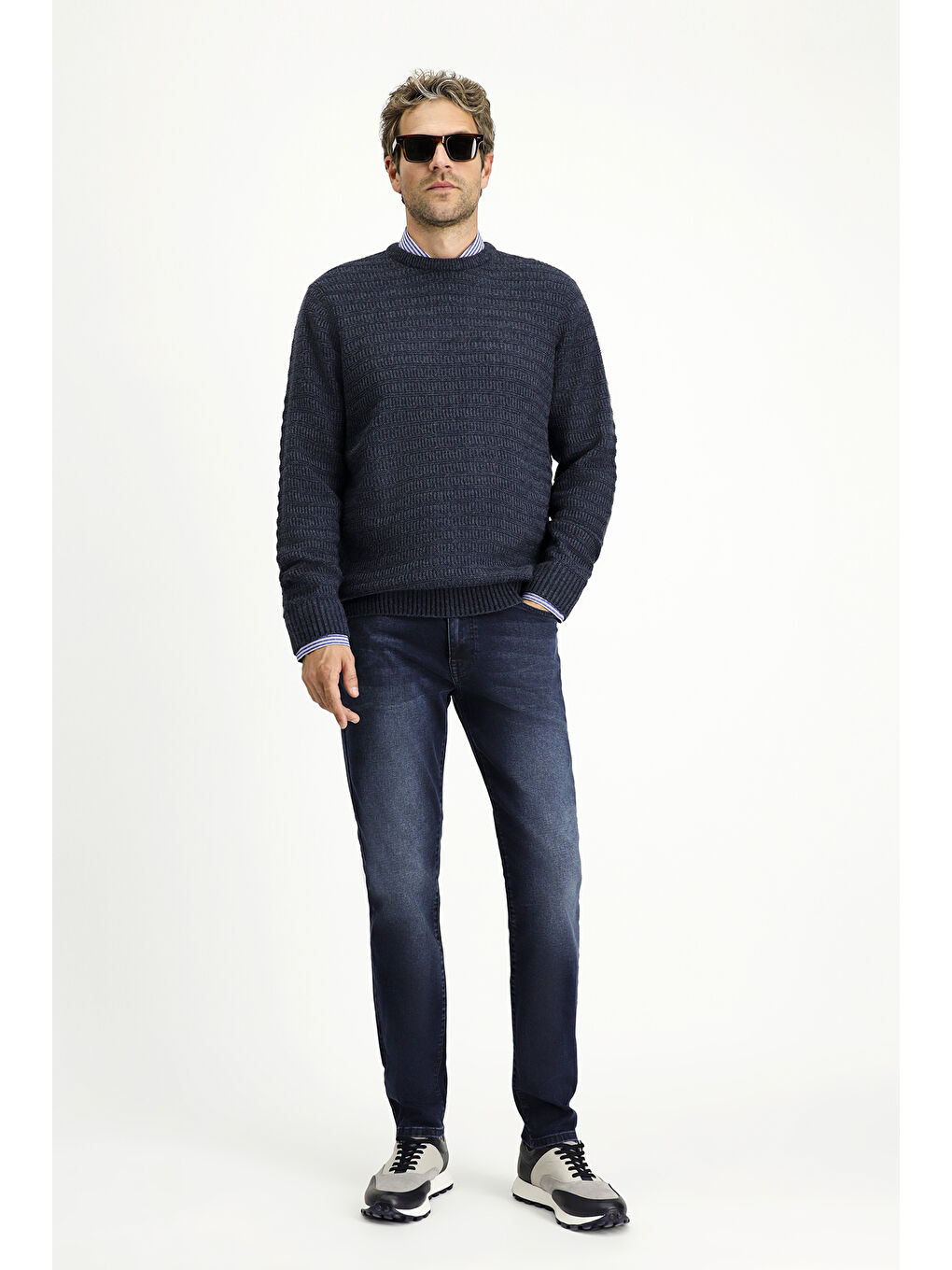 Lacivert Regular Fit Elastanlı Denim Pantolon-2