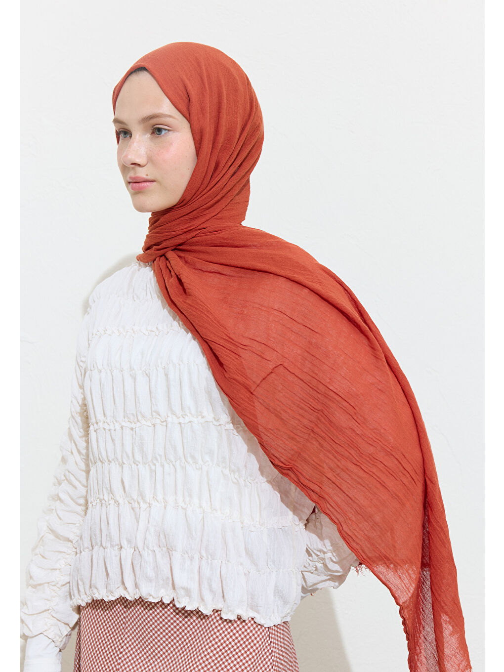 Mercan PAMUKLU KETEN ŞAL CARROT CAKE-1