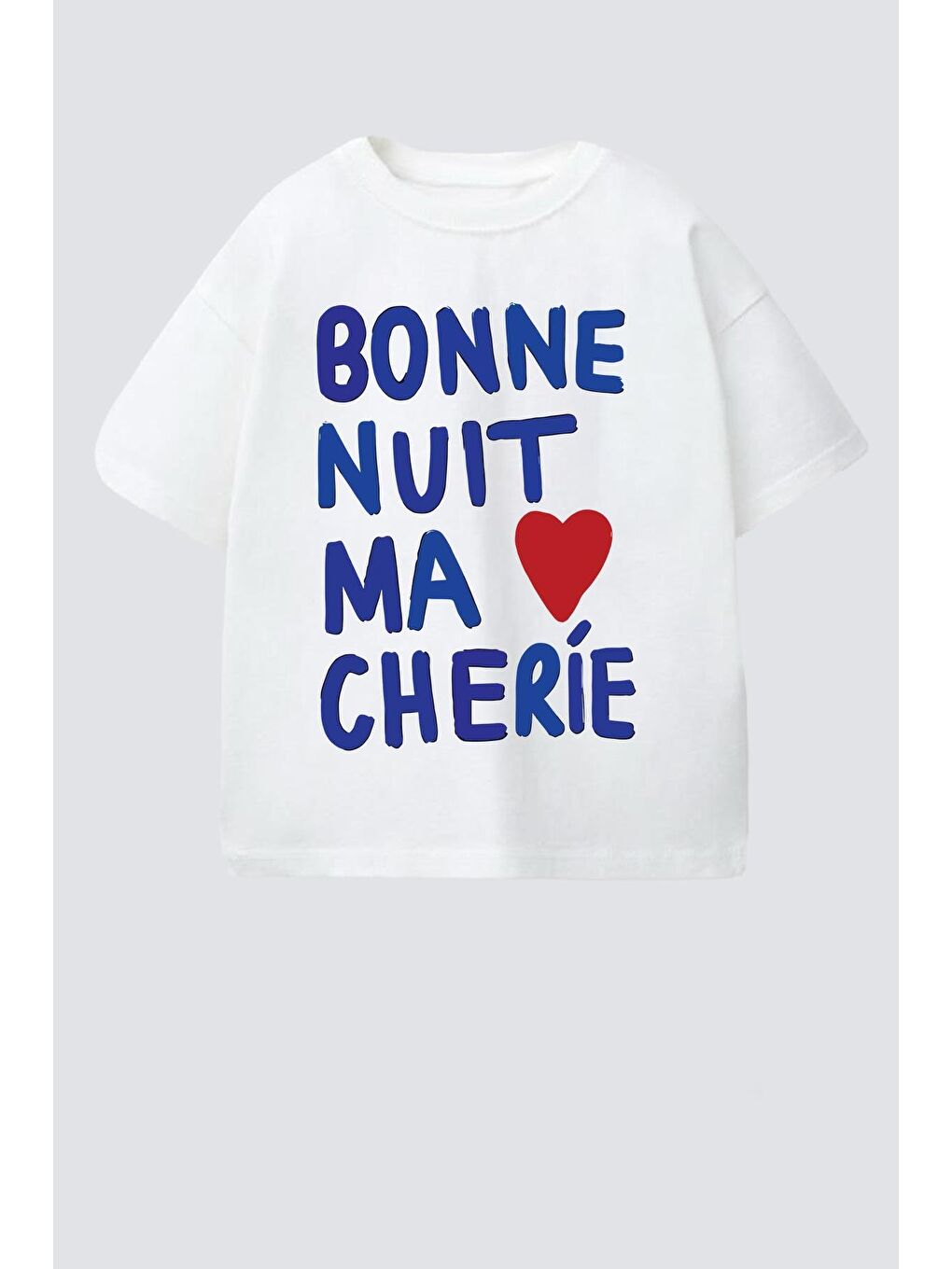 Ekru Kız Çocuk Beyaz Baskılı Pamuklu Bisiklet Yaka T-Shirt-1