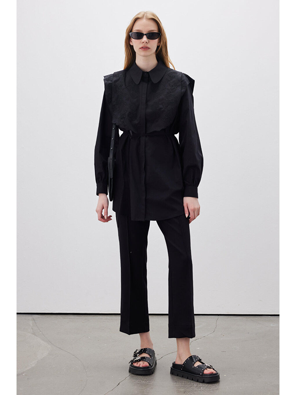 Siyah DÜZ KESİM KUMAŞ PANTOLON SİYAH-4