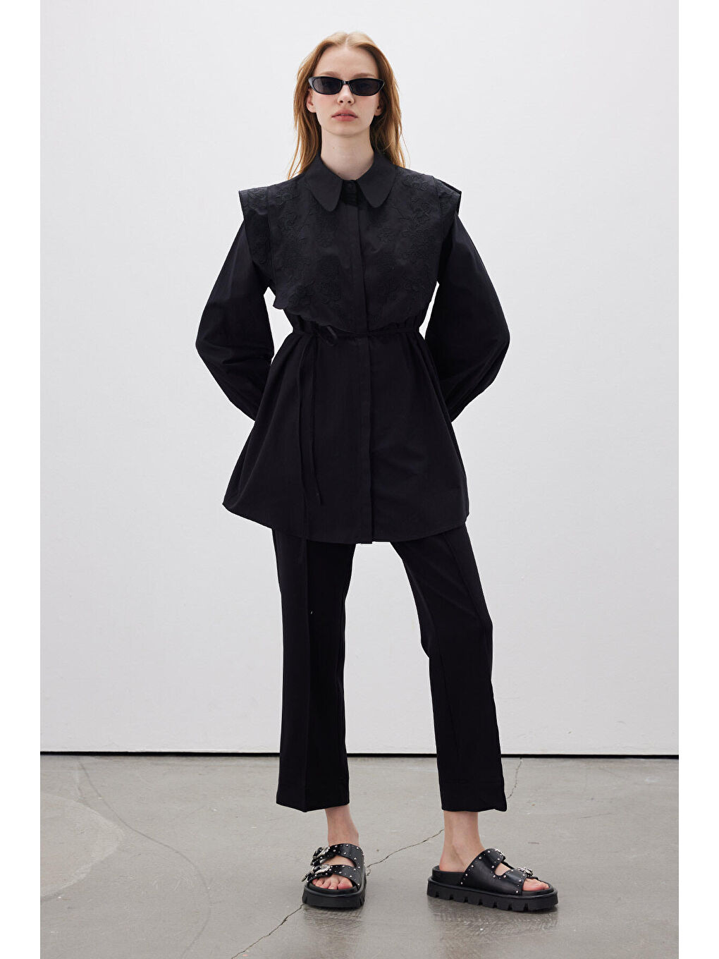 Siyah DÜZ KESİM KUMAŞ PANTOLON SİYAH-5