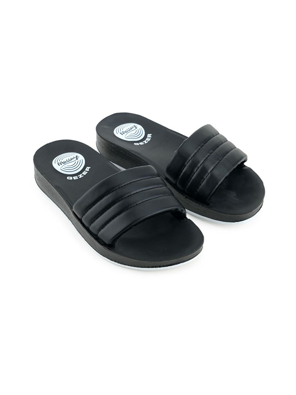 Siyah Kadın Yazlık Suni Deri Masaj Taban Günlük Ev Bahçe Terlik-2