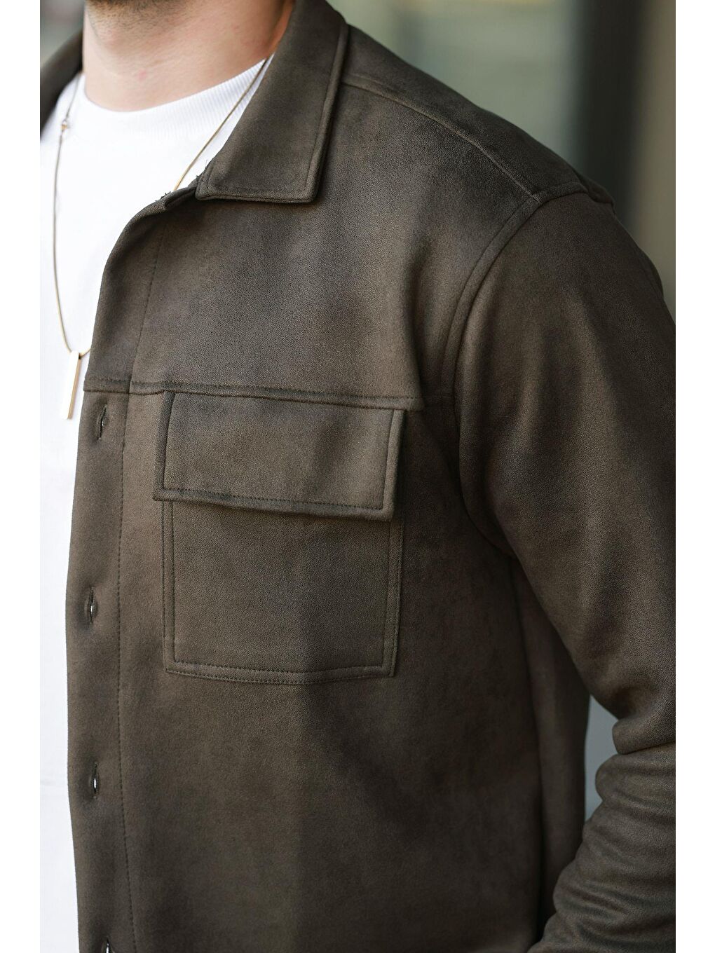Haki Cep Detaylı Gömlek Yaka Ceket 6748-3