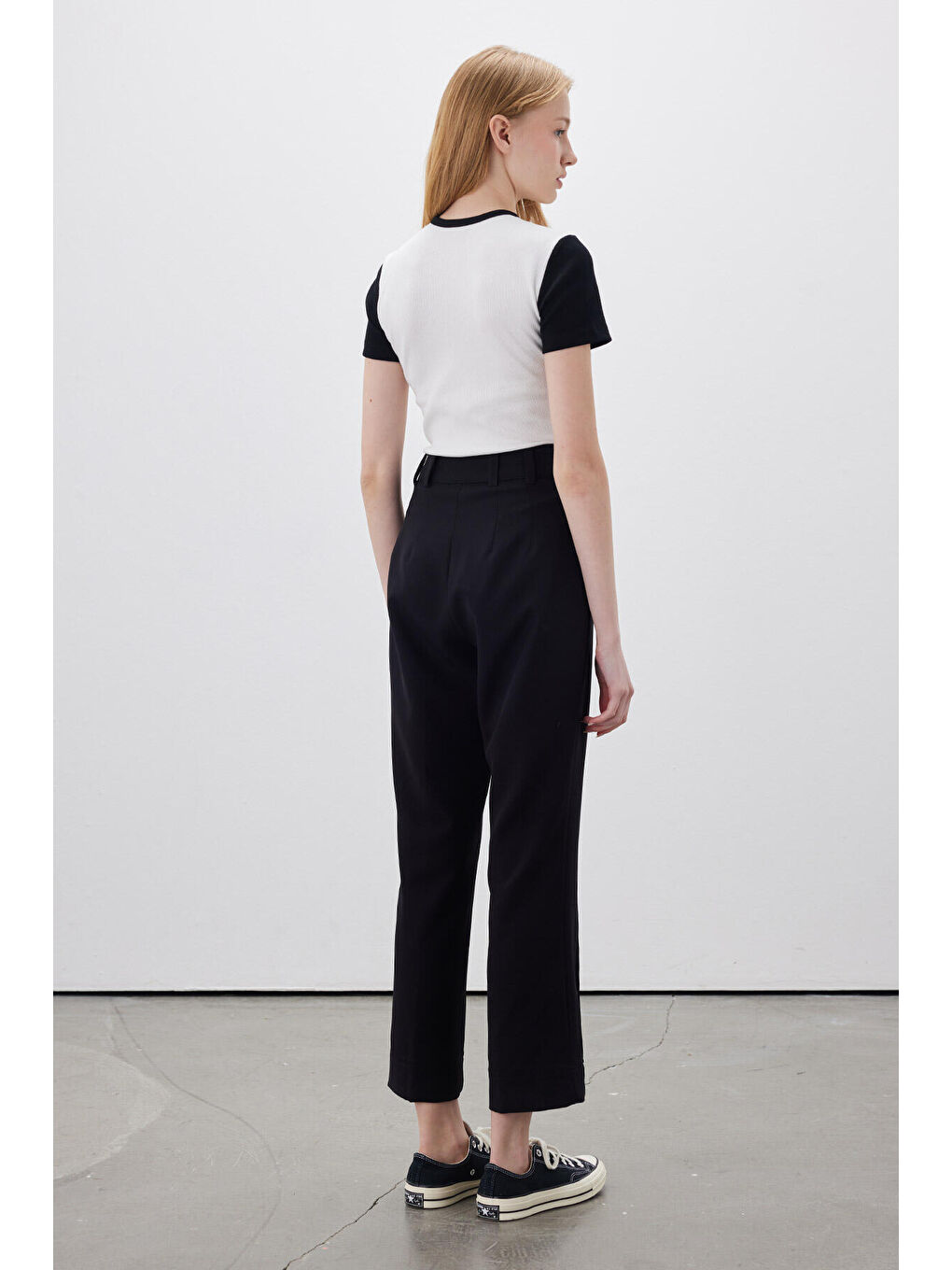 Siyah DÜZ KESİM KUMAŞ PANTOLON SİYAH-7