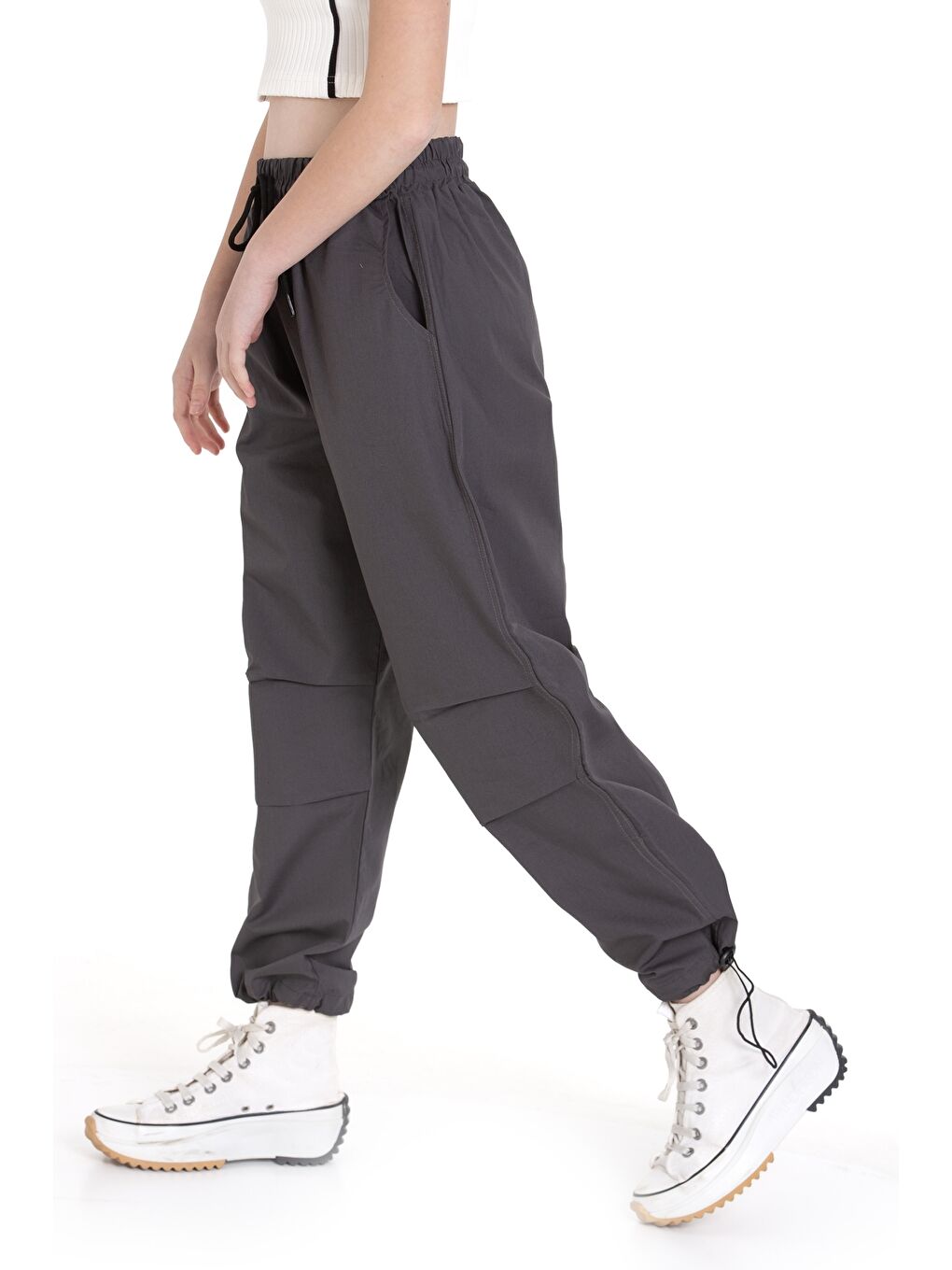 Gri Kız Çocuk Paraşüt Pantolon 1078.1