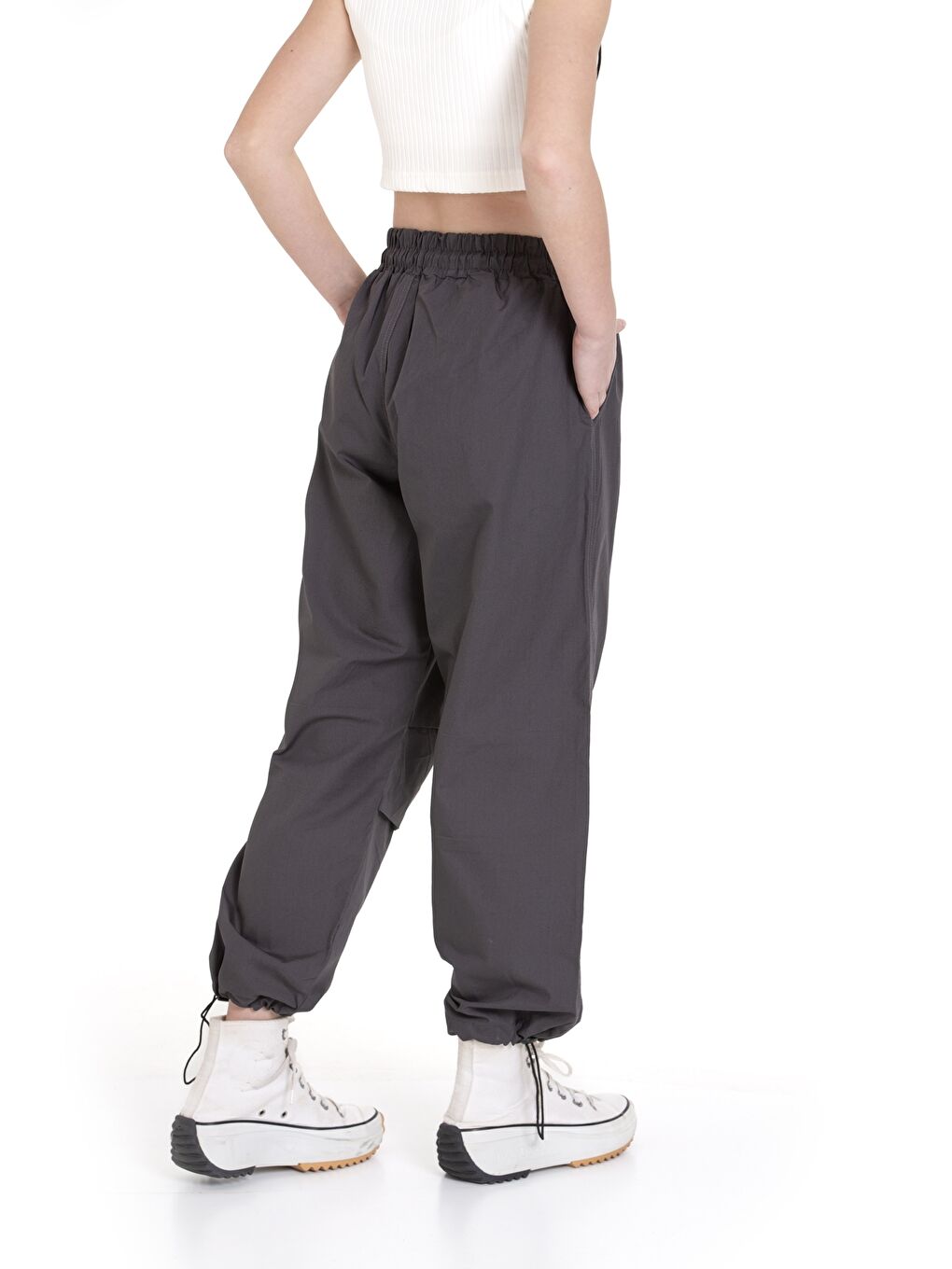 Gri Kız Çocuk Paraşüt Pantolon 1078.1-1