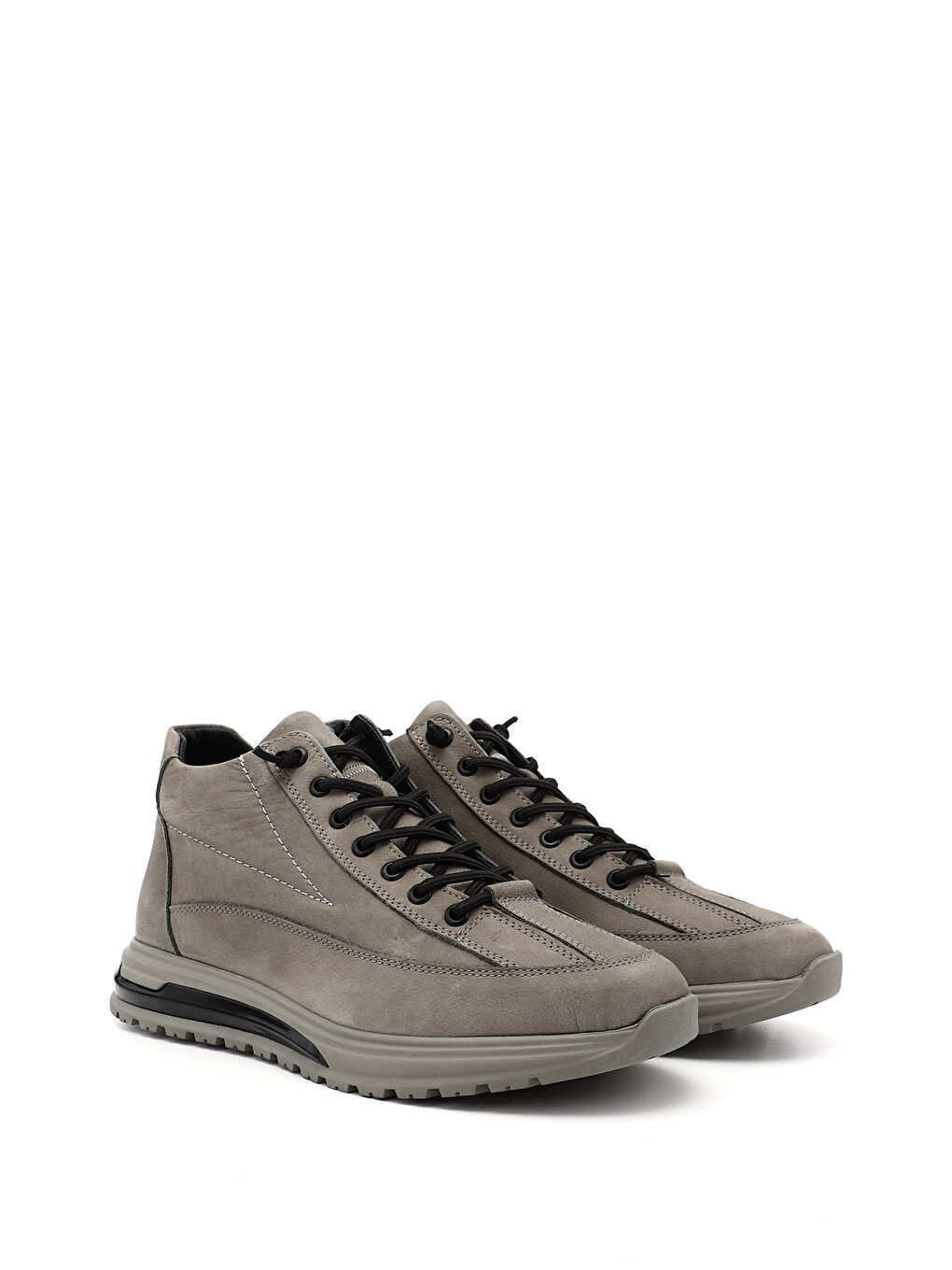 Gri Erkek GRİ Fermuarlı Hakiki Deri Outdoor Bot-1