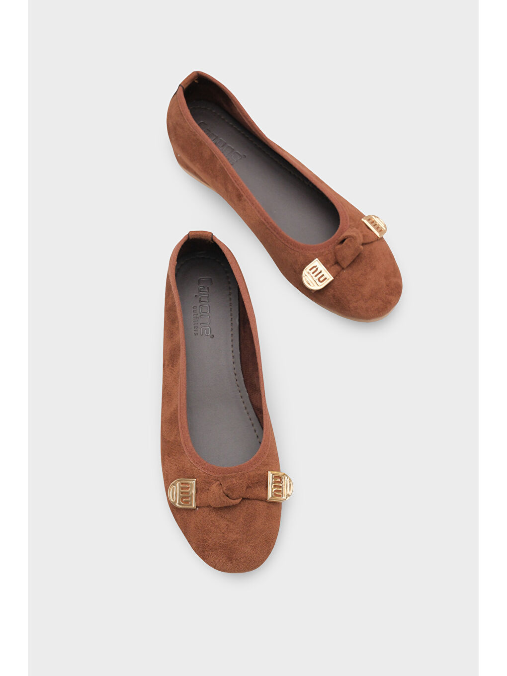 Kahverengi Rena Gizli Topuklu Feta Metal Tokalı Kadın Babet-1