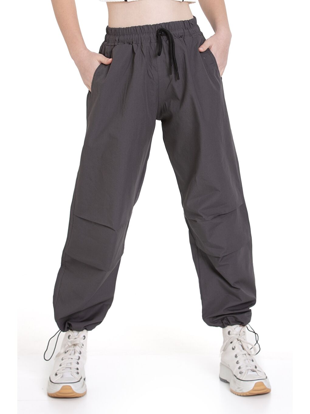 Gri Kız Çocuk Paraşüt Pantolon 1078.1-2