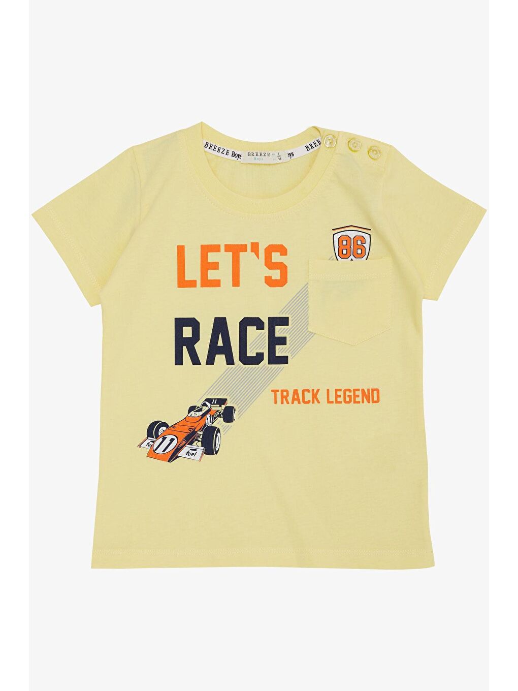 Erkek Çocuk Tişört Yarış Temalı Yazı Baskılı Cepli Sarı (2-6 Yaş)-3