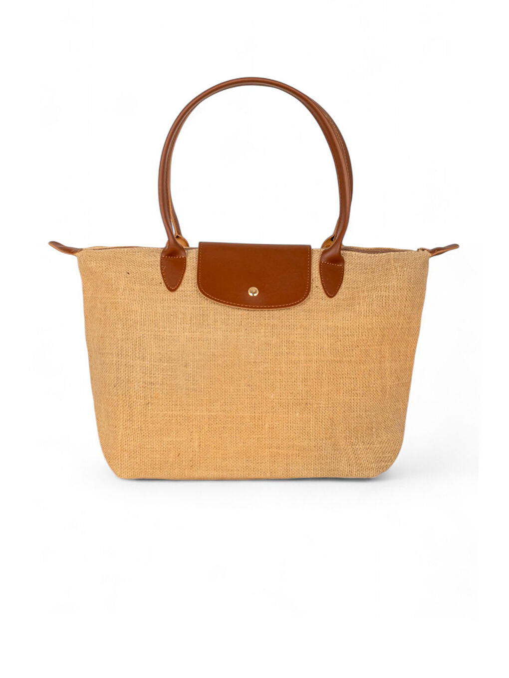 Kahverengi Kadın Taba Orta Boy Askılı Hasır El ve Omuz Çantası