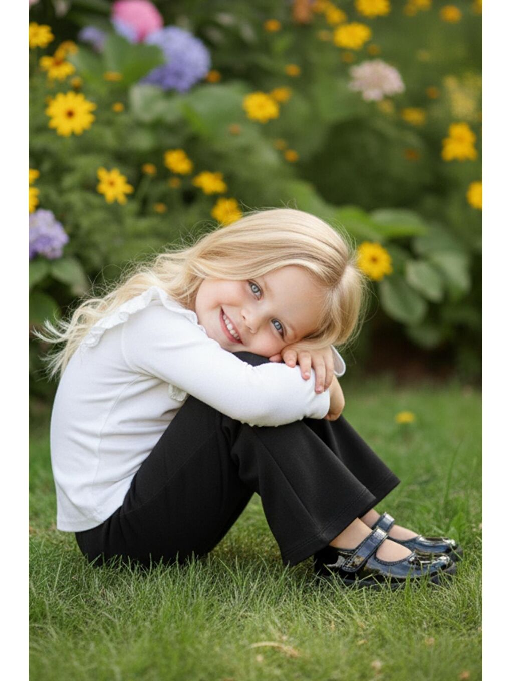 Kız Bebek Siyah İspanyol Paça Yüksek Bel Lastikli Tayt Pantolon-2