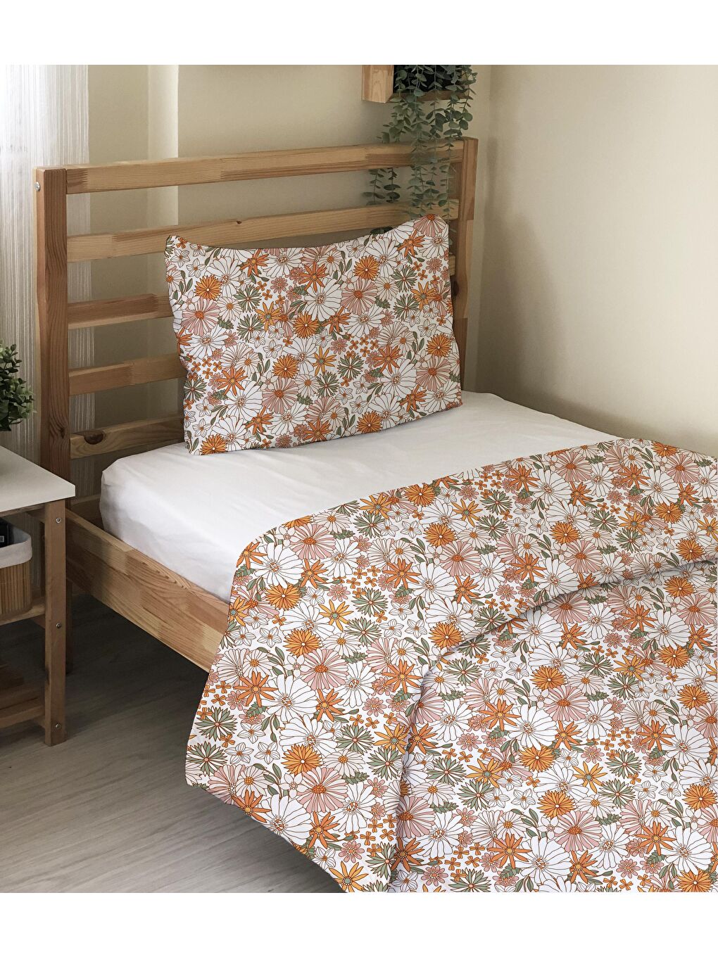 Karışık Bohem çiçek desen tarzı çift taraf baskılı tek kişilik/çocuk nevresim seti  160x220 cm-1