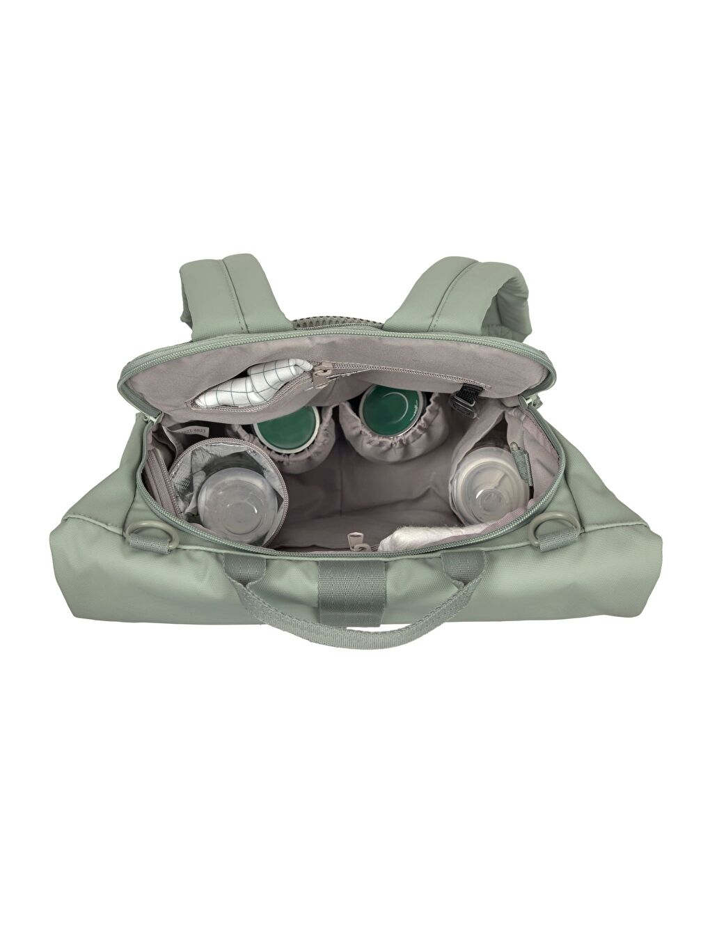 Rolltop Up Bebek Bakım Sırt Çantası Silver Green-4