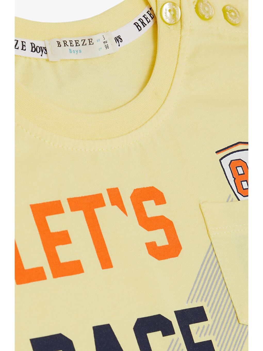 Erkek Çocuk Tişört Yarış Temalı Yazı Baskılı Cepli Sarı (2-6 Yaş)