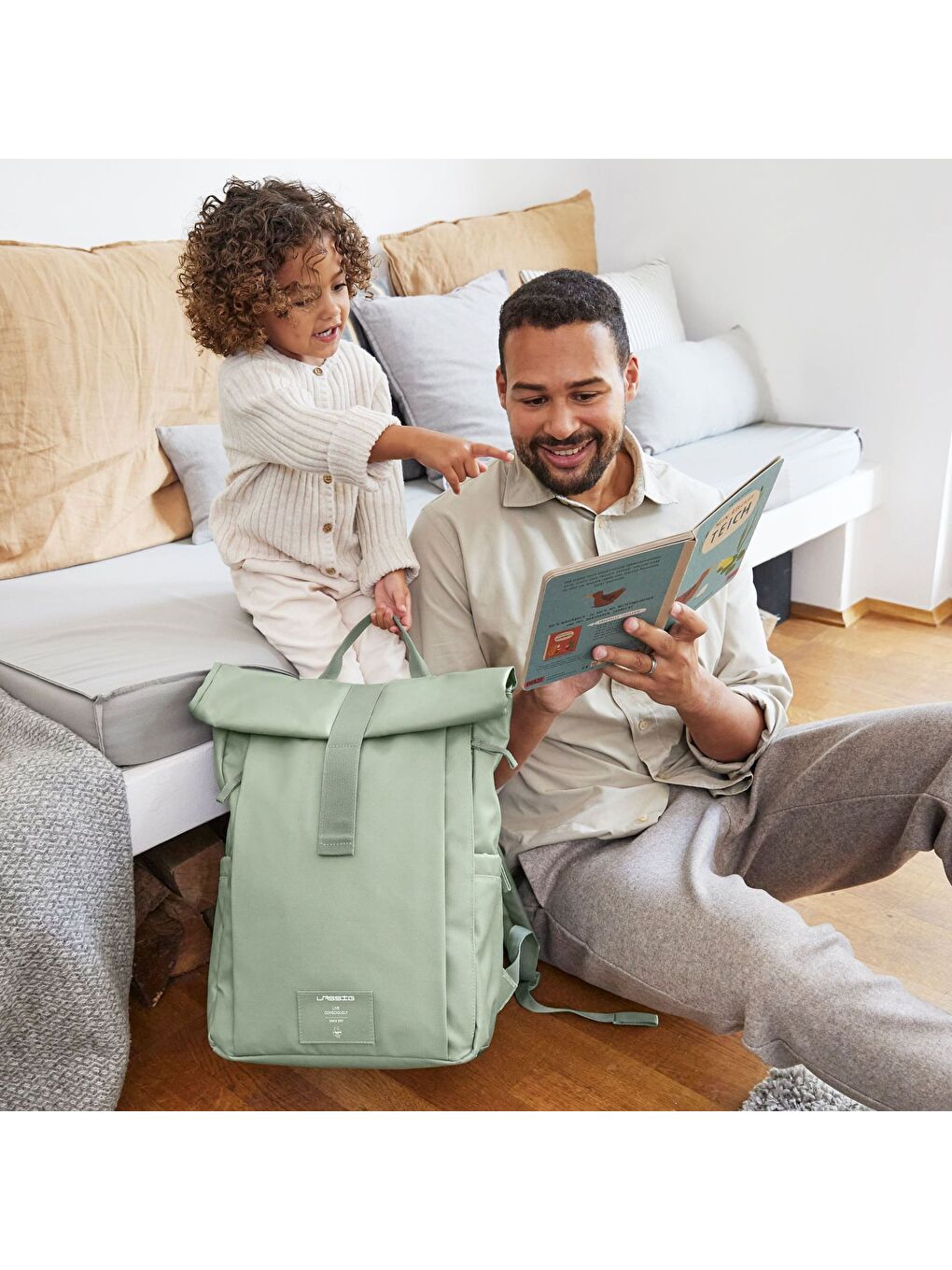 Rolltop Up Bebek Bakım Sırt Çantası Silver Green-7