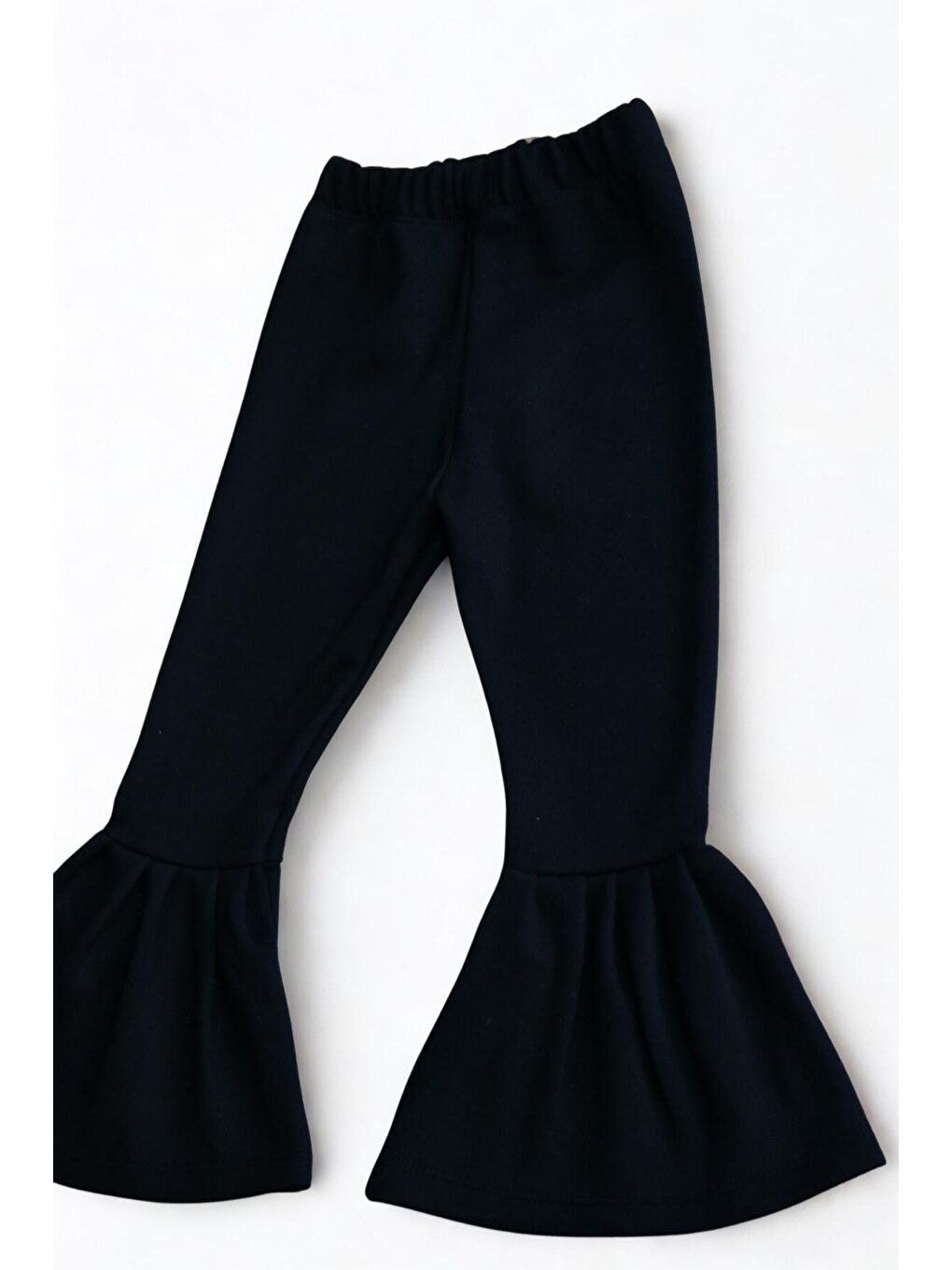 Kız Bebek Siyah İspanyol Paça Yüksek Bel Lastikli Tayt Pantolon-5