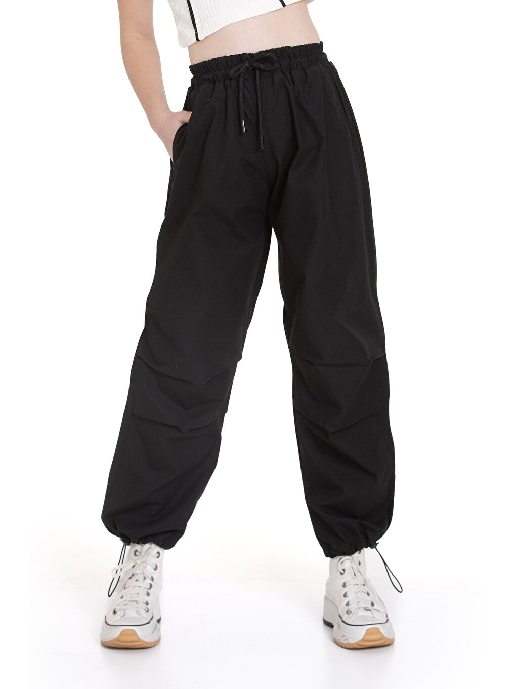 Siyah Kız Çocuk Paraşüt Pantolon 1078.1