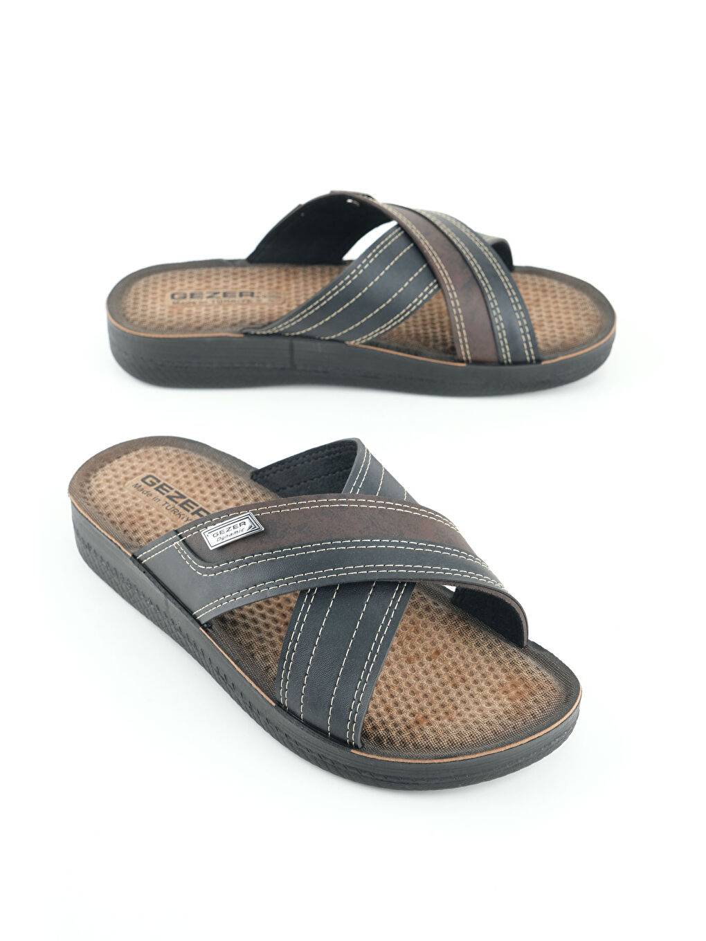 Kahverengi Yazlık Erkek Suni Deri Rahat Taban Günlük Terlik