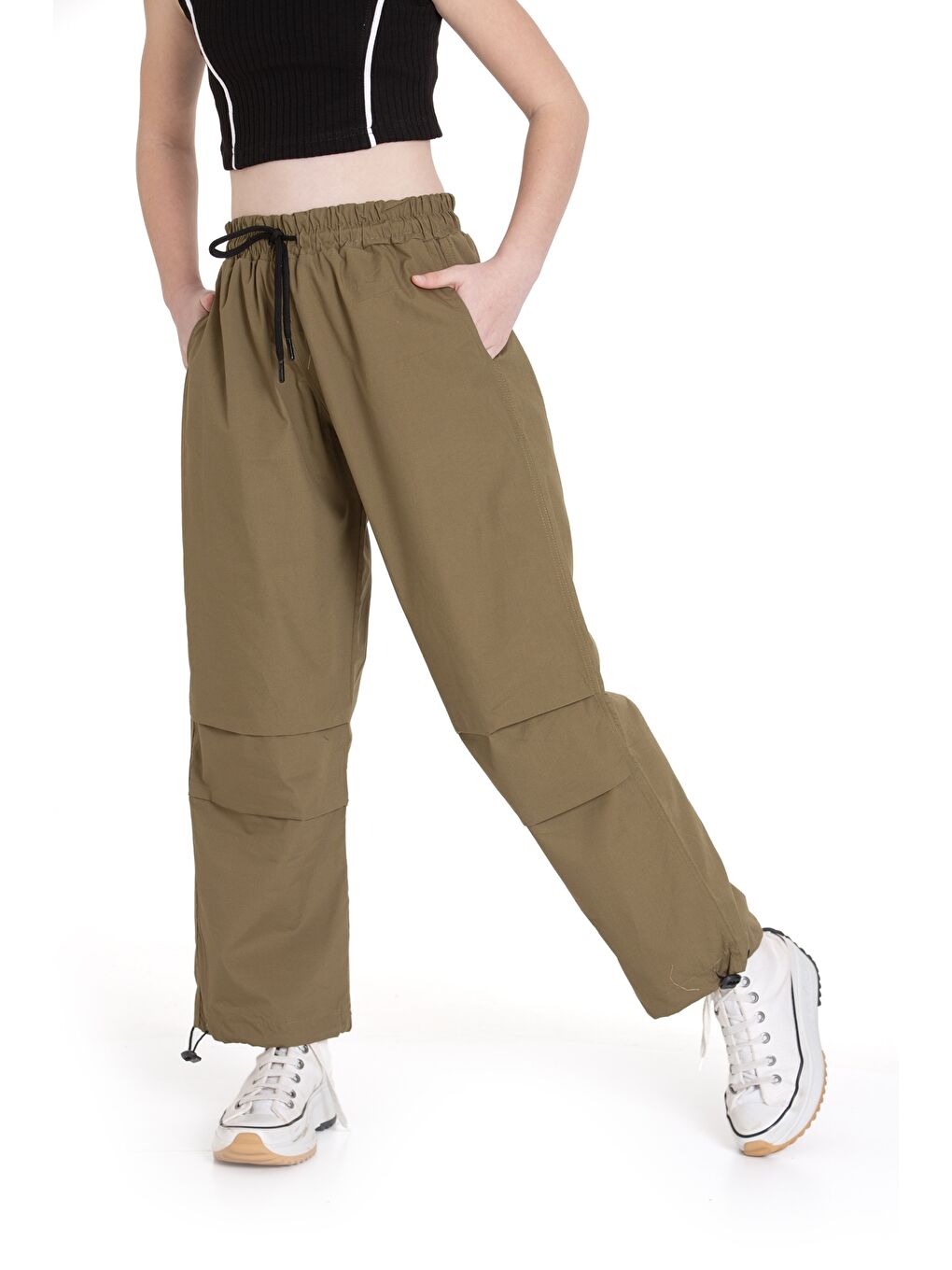 Haki Kız Çocuk Paraşüt Pantolon 1078.1-3