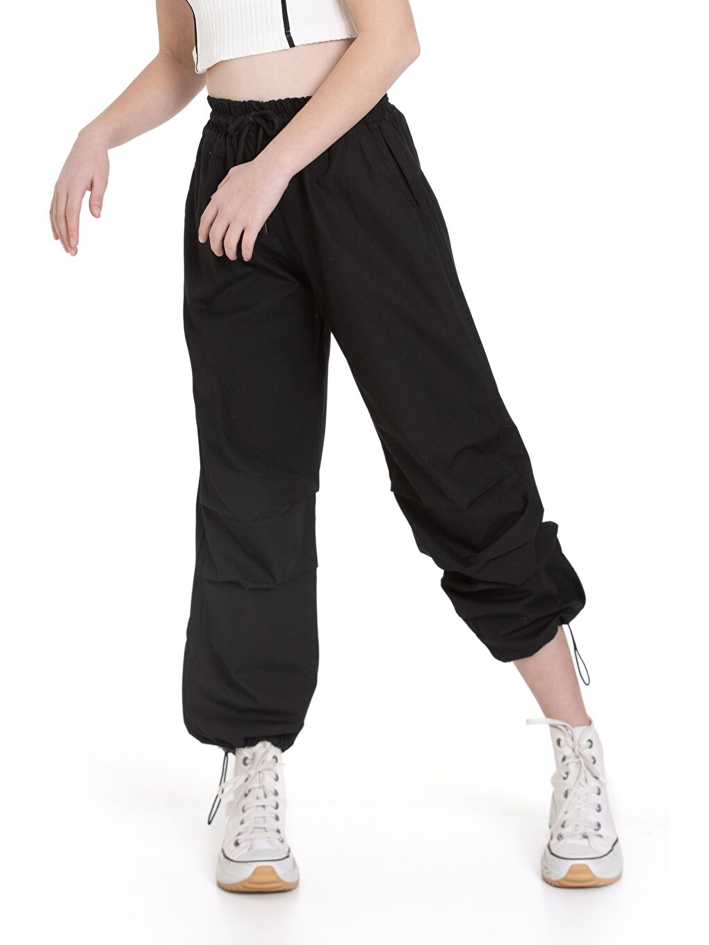 Siyah Kız Çocuk Paraşüt Pantolon 1078.1-3